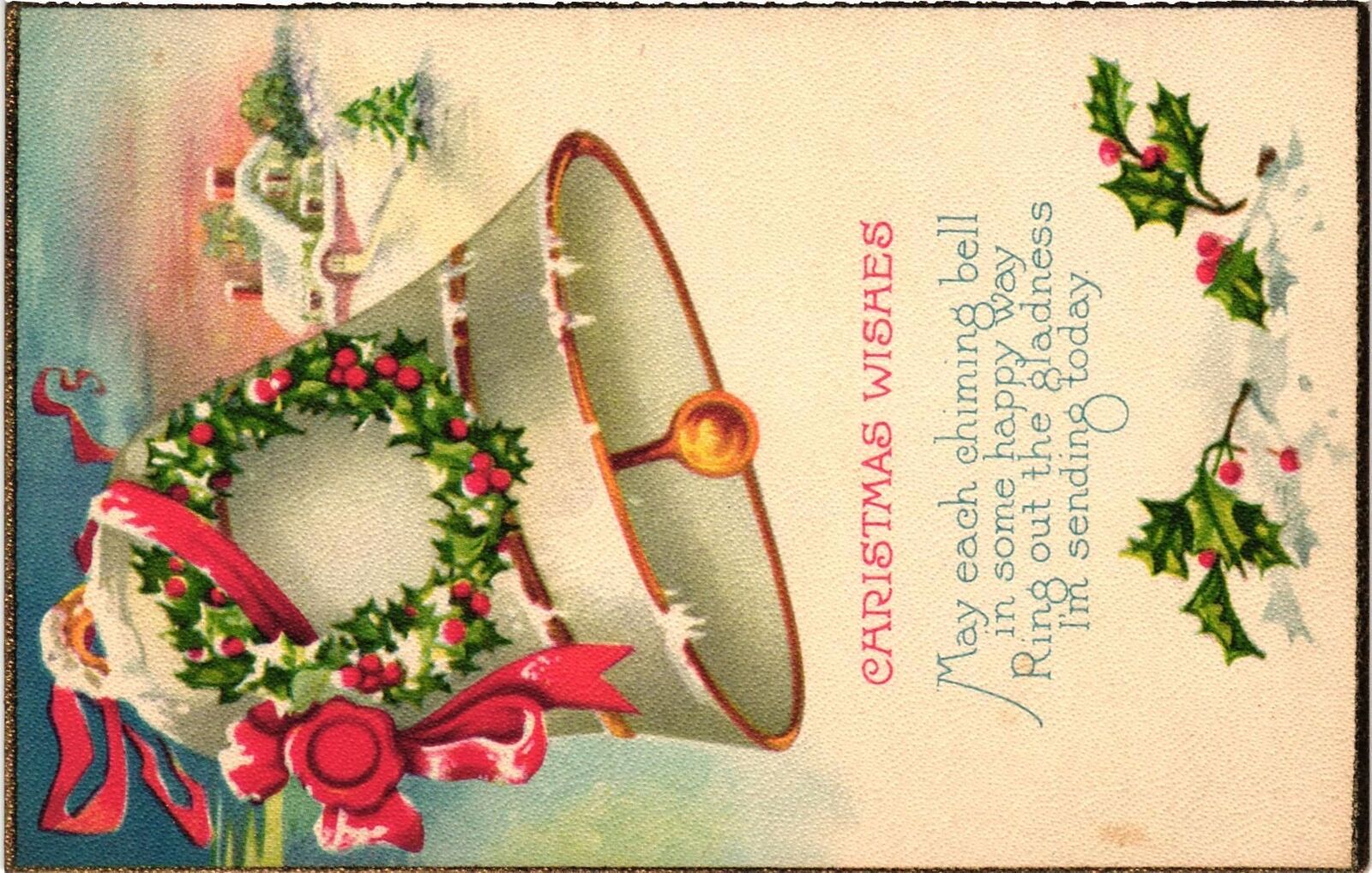Vintage Postcard- Christmas, May each chiming bell in 1910 UnPost