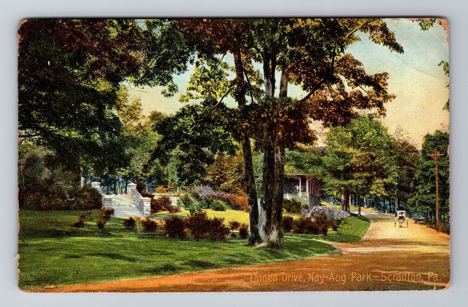 Scranton PA-Pennsylvania, Nay Aug Park, Linden Drive, Antique Vintage Postcard
