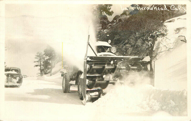 Snow Blower Winter Scene 1946 RPPC Photo Postcard 22-10463