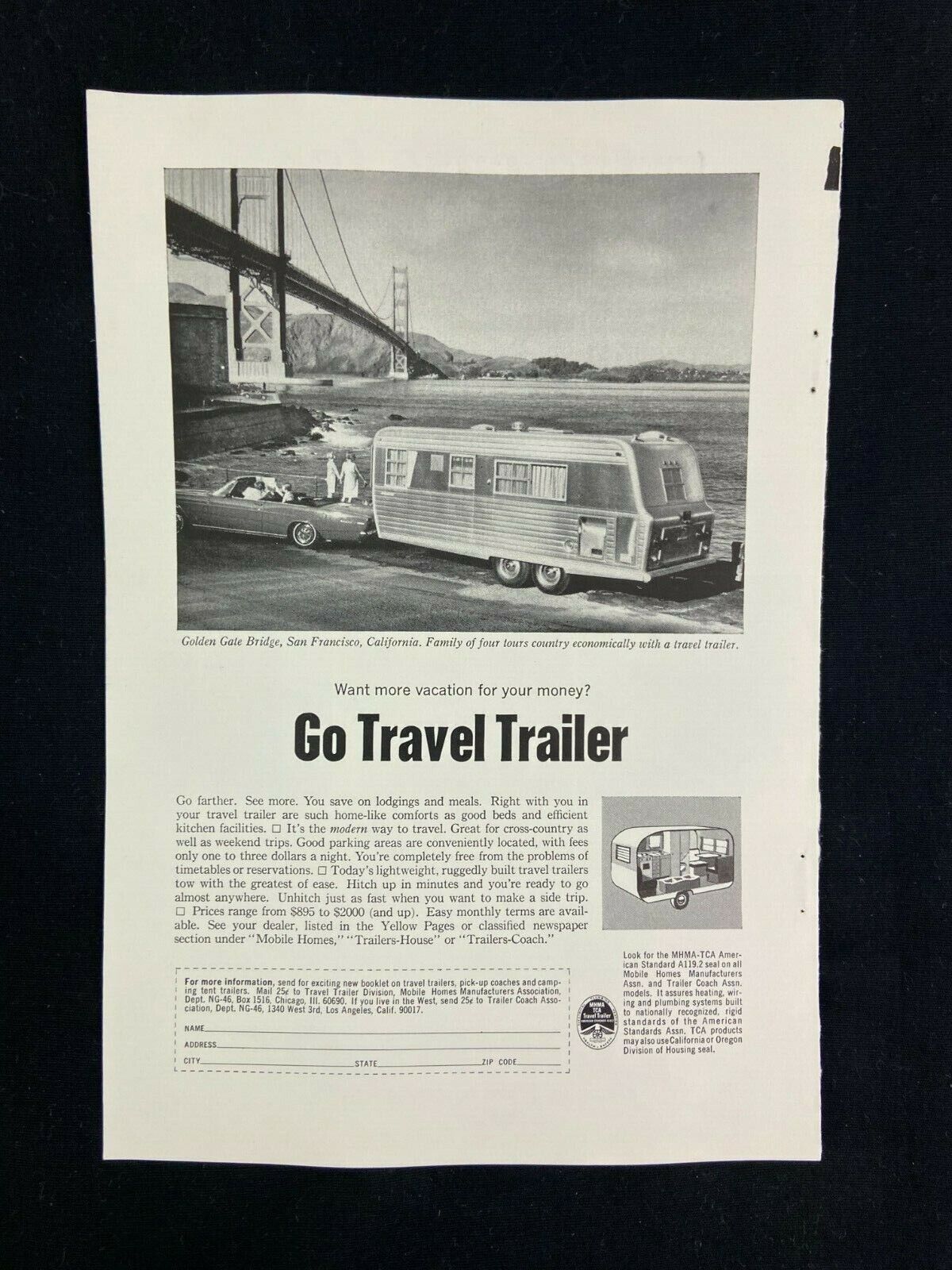 Travel Trailer Golden Gate Magazine Ad 7 x 10 Evinrude Outboard Motor