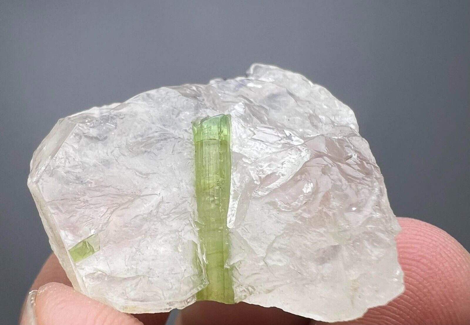 94 CT. Very Beautiful Green Tourmaline Crystal On Quartz Crystal From Kunar AFG