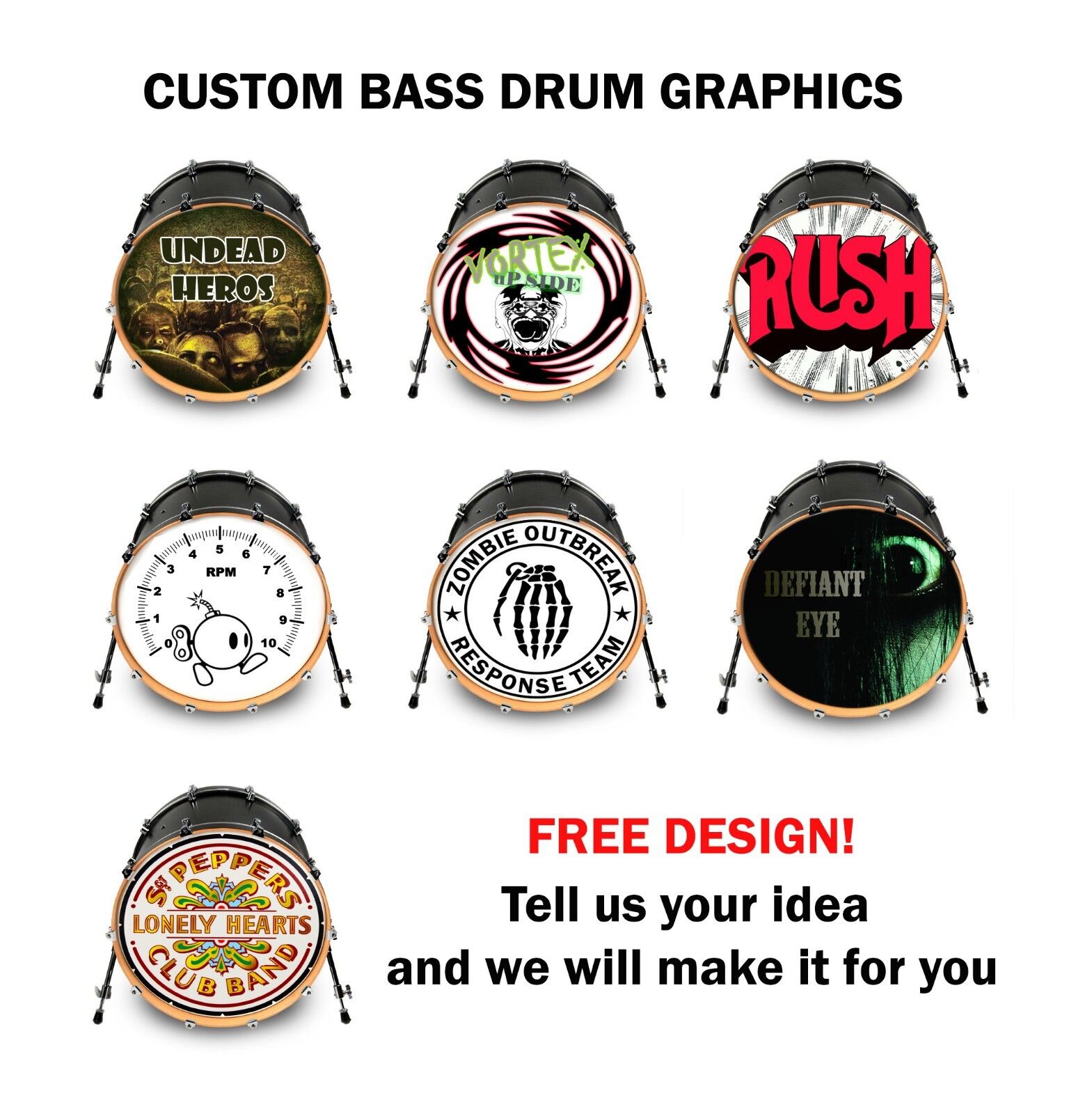 Custom Bass Drum Head Vinyl Decal 22