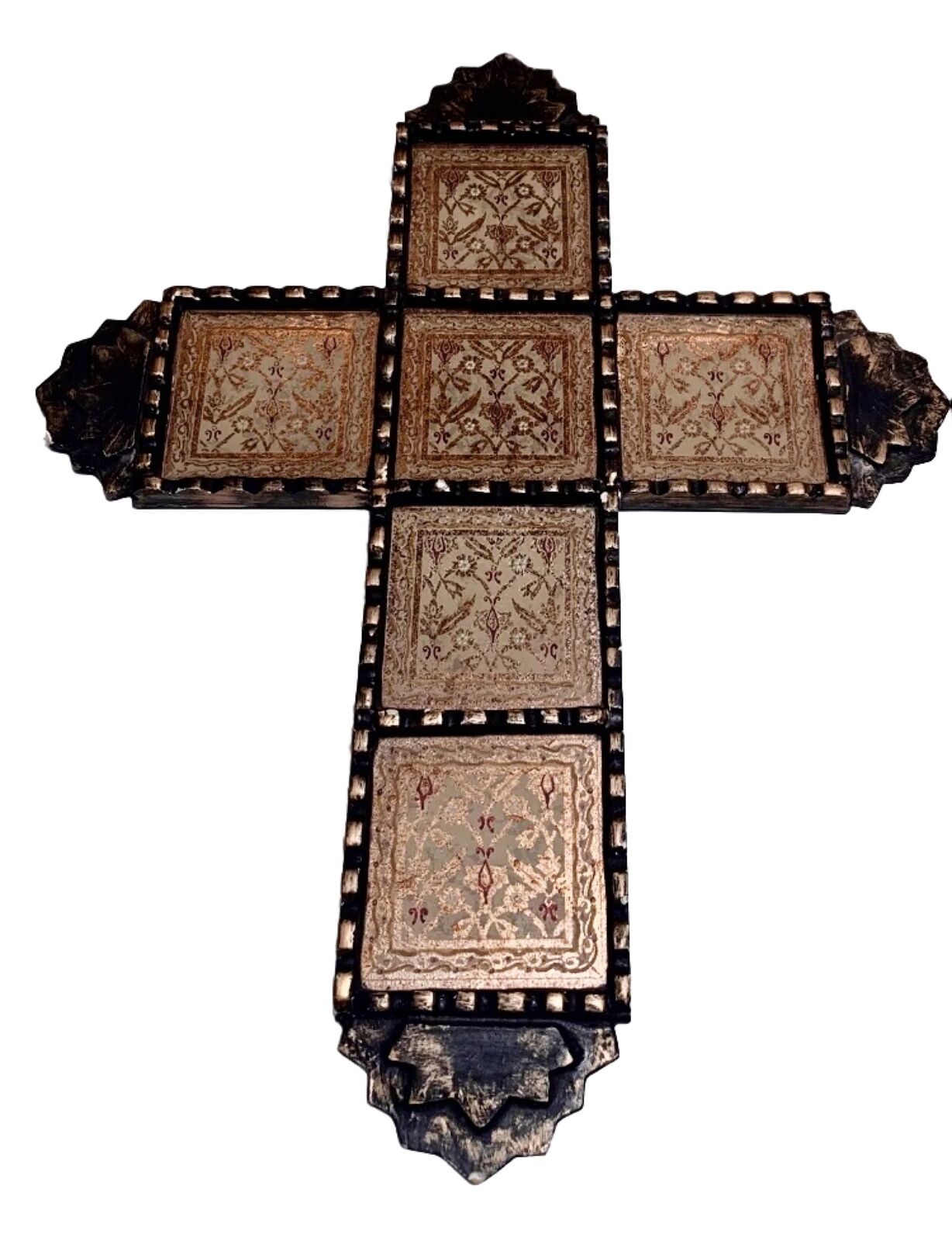 Robert M Weiss Peruvian Artist Original Imports Reverse Painted Wood Glass Cross