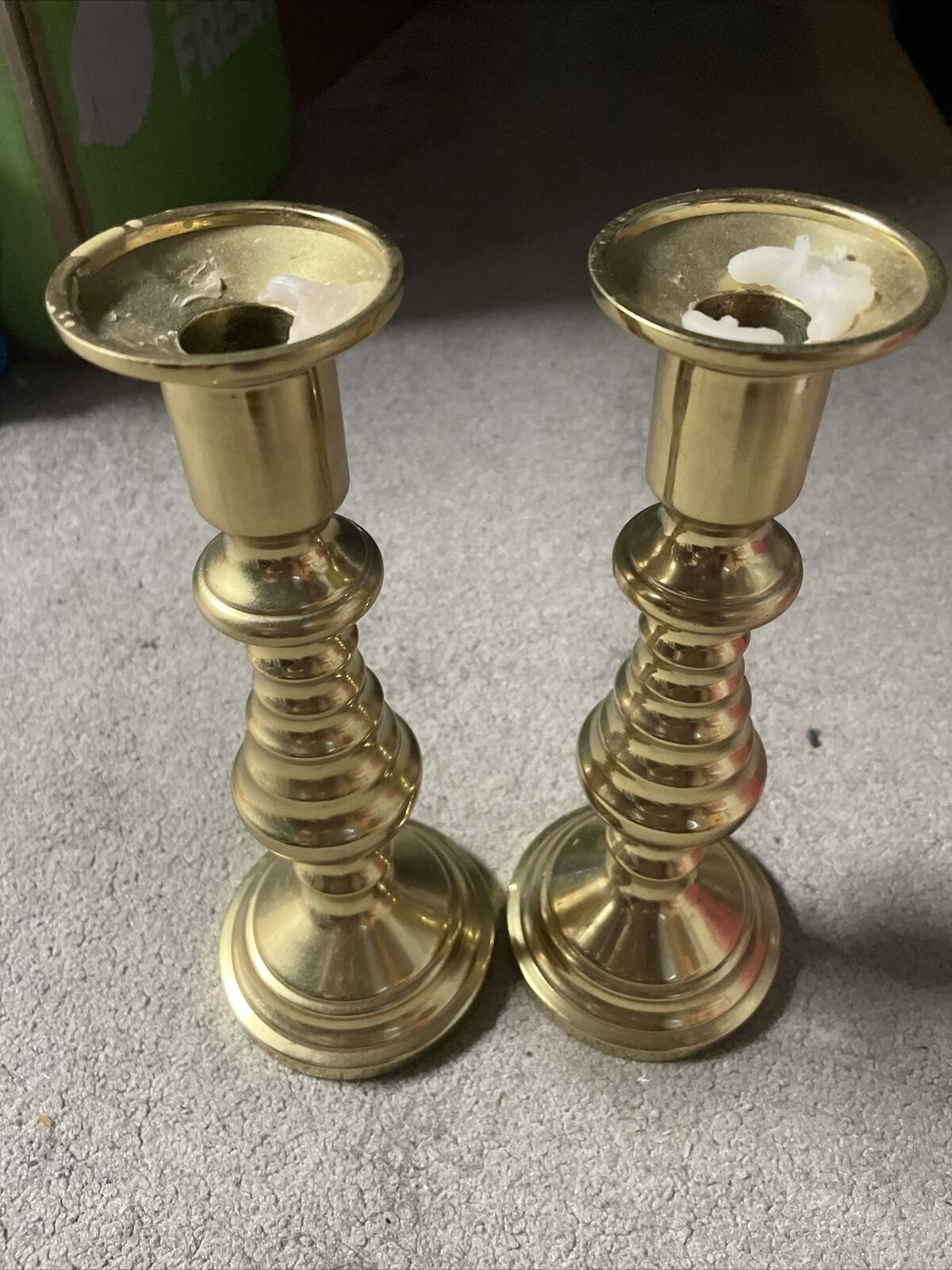 Pair of Virginia Metalcrafters Brass Beehive Candle Holder  10” Solid Heavy
