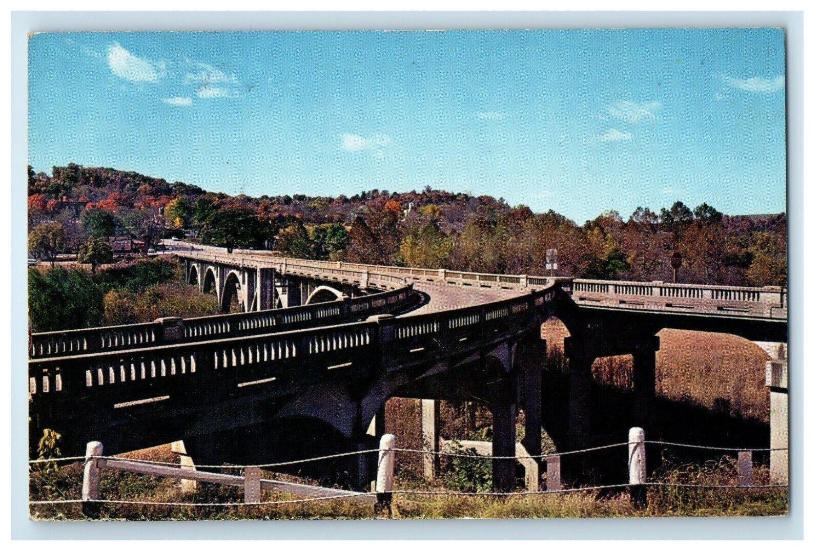 1962 View Of Divided Bridge Crossing James River Galena Missouri MO Postcard