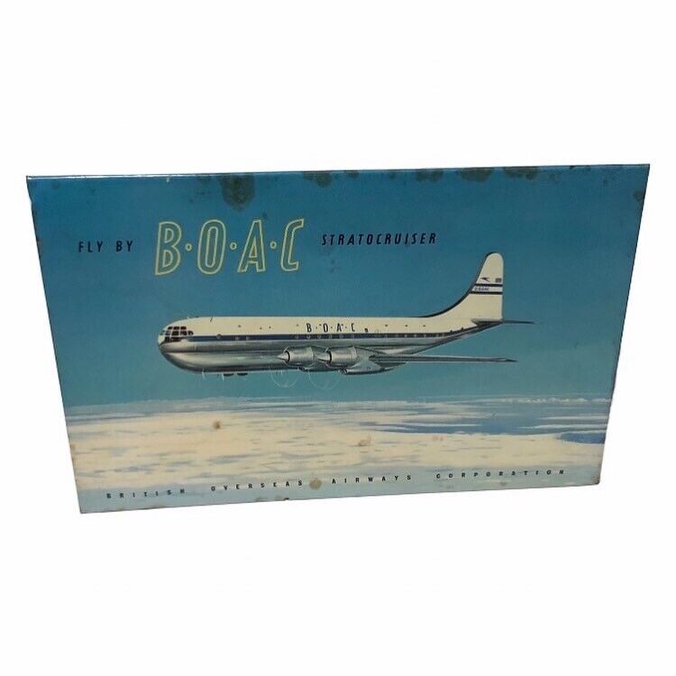 Scarce 1950s BOAC Countertop Store Display Sign - Celluloid Over Cardboard