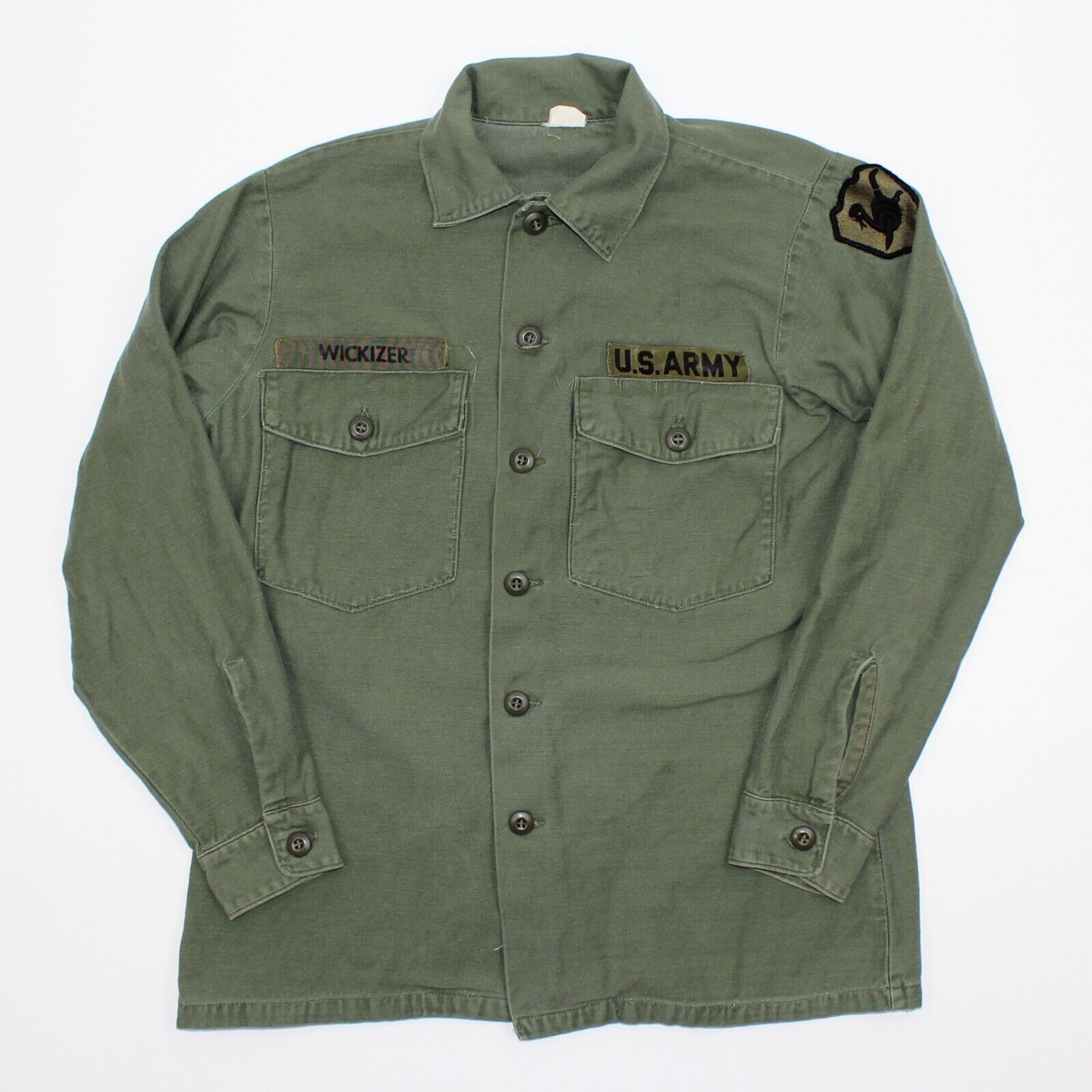 Vintage Vietnam War OG 107 Class 1 Sateen Cotton Shirt Mens 15.5 33 Olive USA