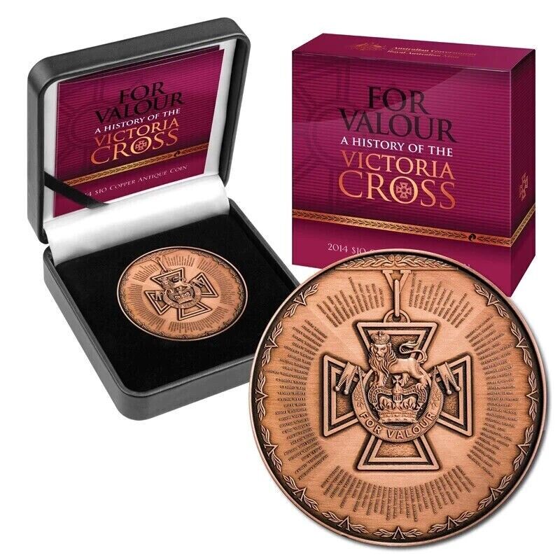 2014 For Valour: A History of The Victoria Cross $10 Antique Copper Coin
