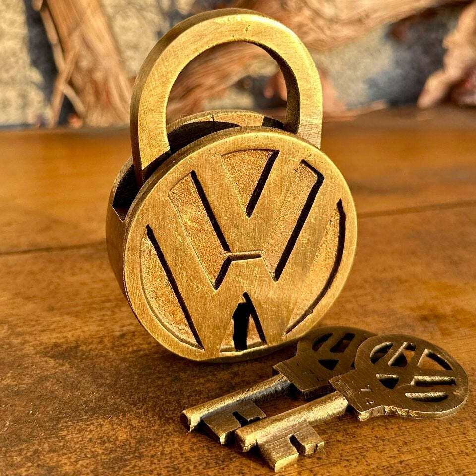 Volkswagen Solid Brass Lock and Keys With Antique Finish (3.25\