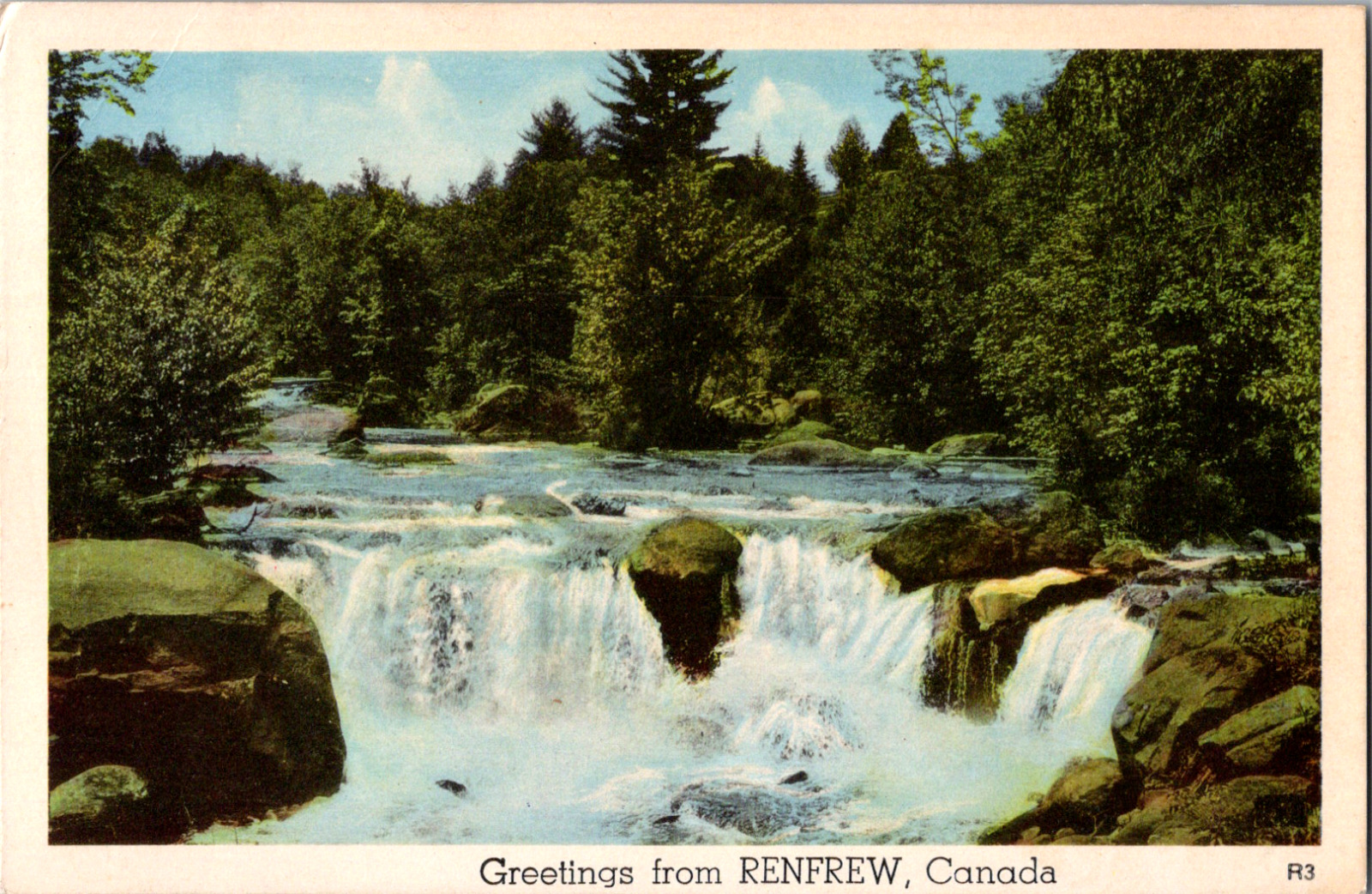 Vintage 1920\'s Waterfall On The Bonnechere River Renfrew Ontario Canada Postcard