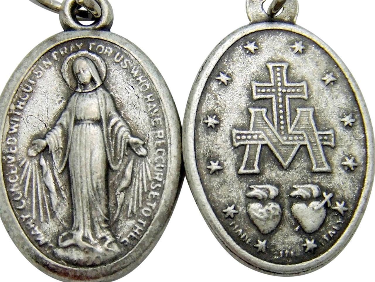 MRT Catholic Miraculous Mary Holy Medal Gift Silver Tone Metal 7/8\
