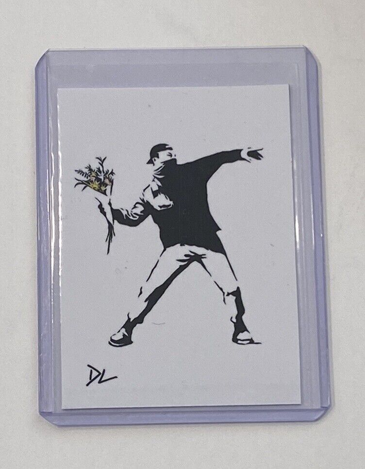 Banksy Limited Edition Artist Signed “Flower Thrower” Tribute Trading Card 1/10