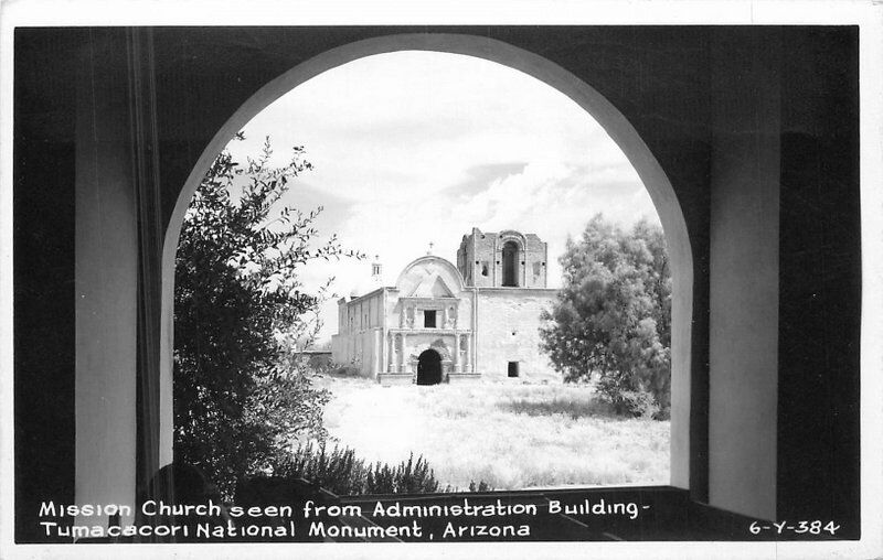 Arizona Mission Church Tumacori National Monument RPPC Photo Postcard 22-5849