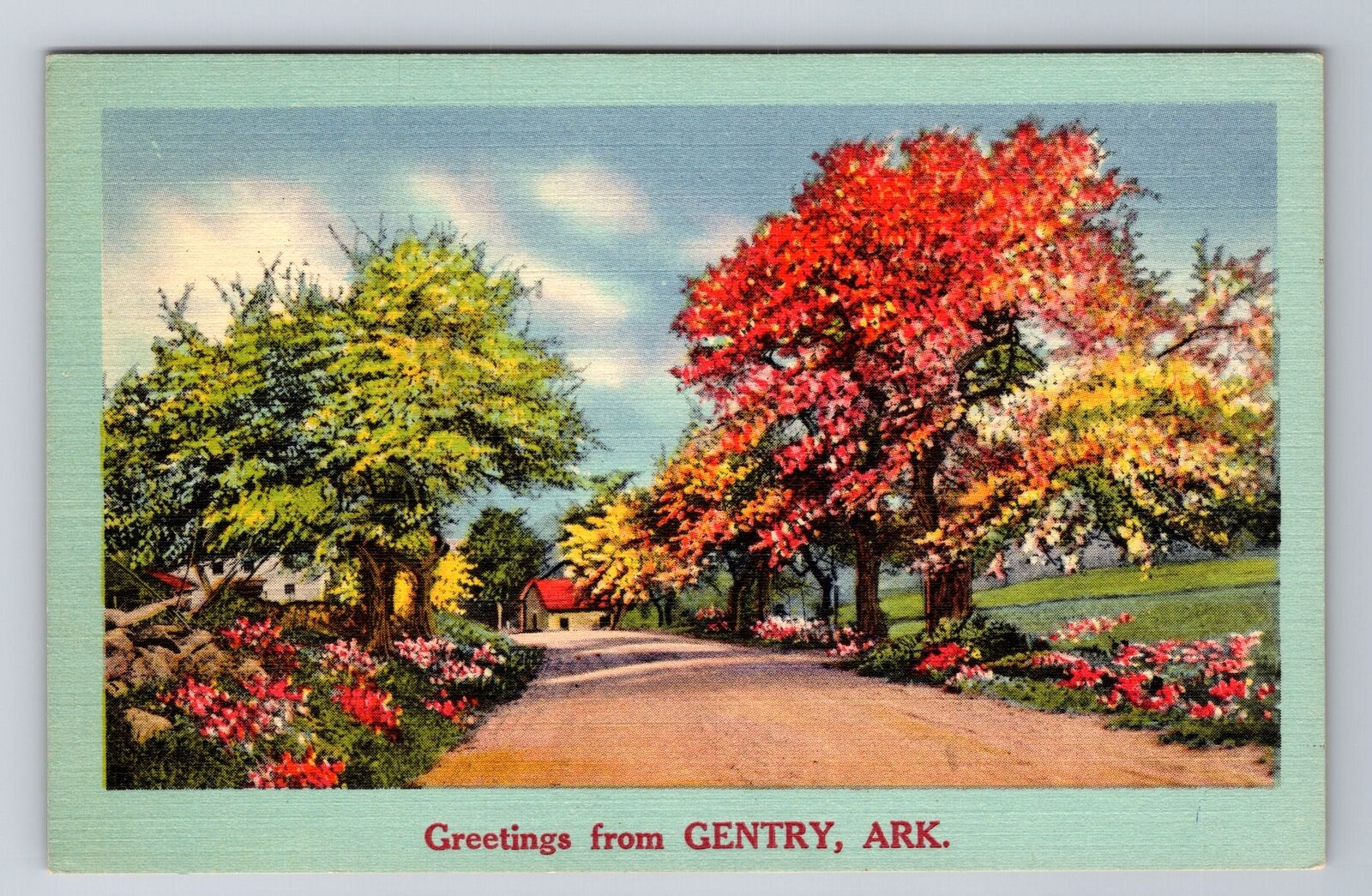 Gentry AR-Arkansas, General Greetings Road And House, Antique, Vintage Postcard