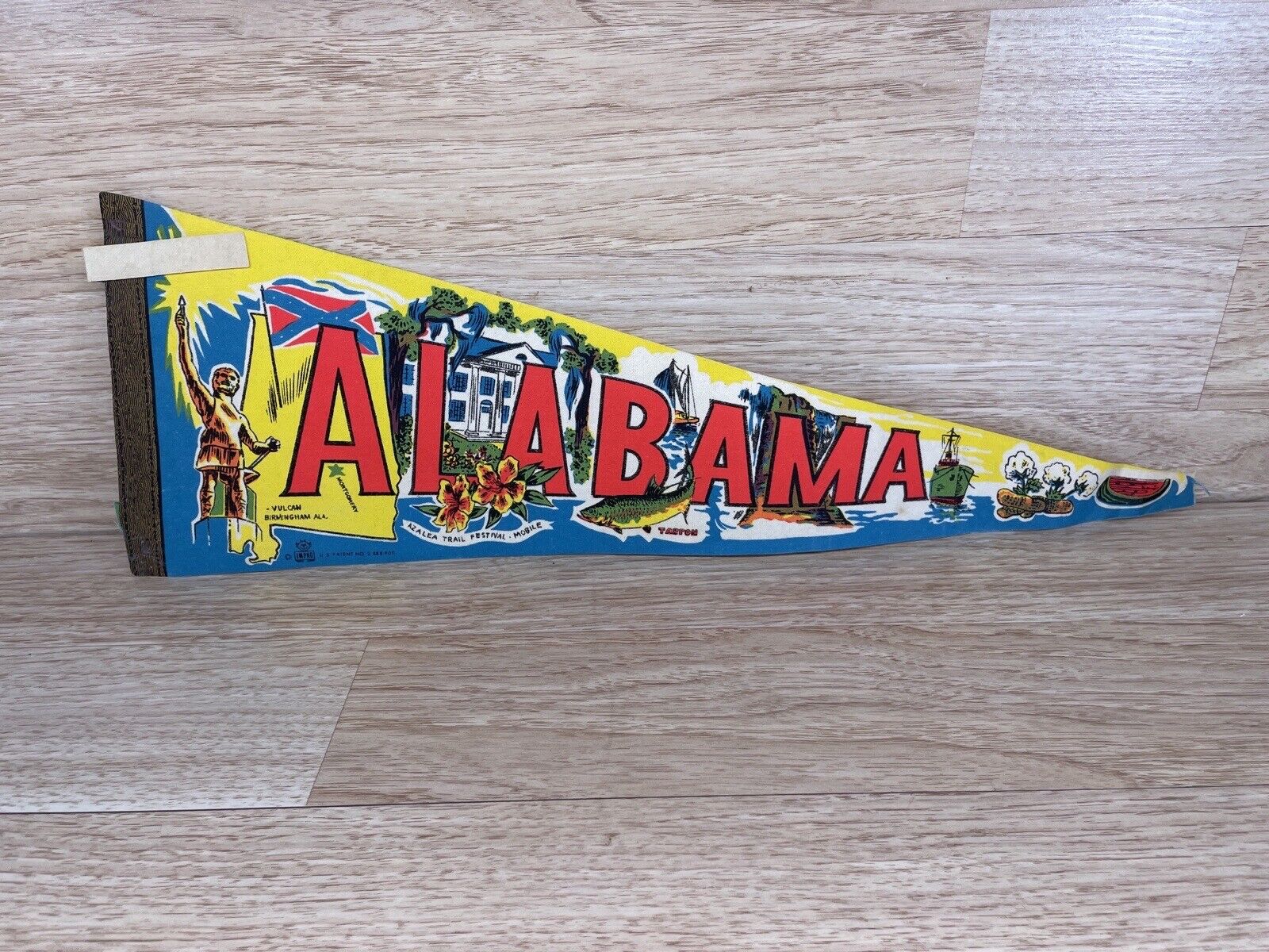 Vintage Confederate Alabama Felt Pennant Brilliant Colors