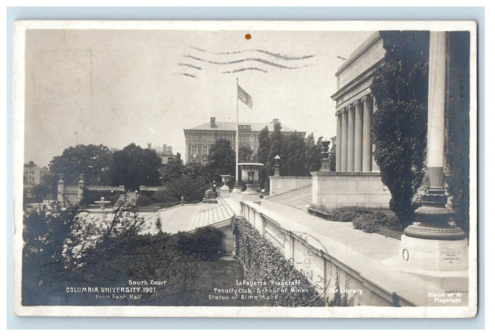 1907 New York NY, Columbia University From East Hall RPPC Photo Postcard