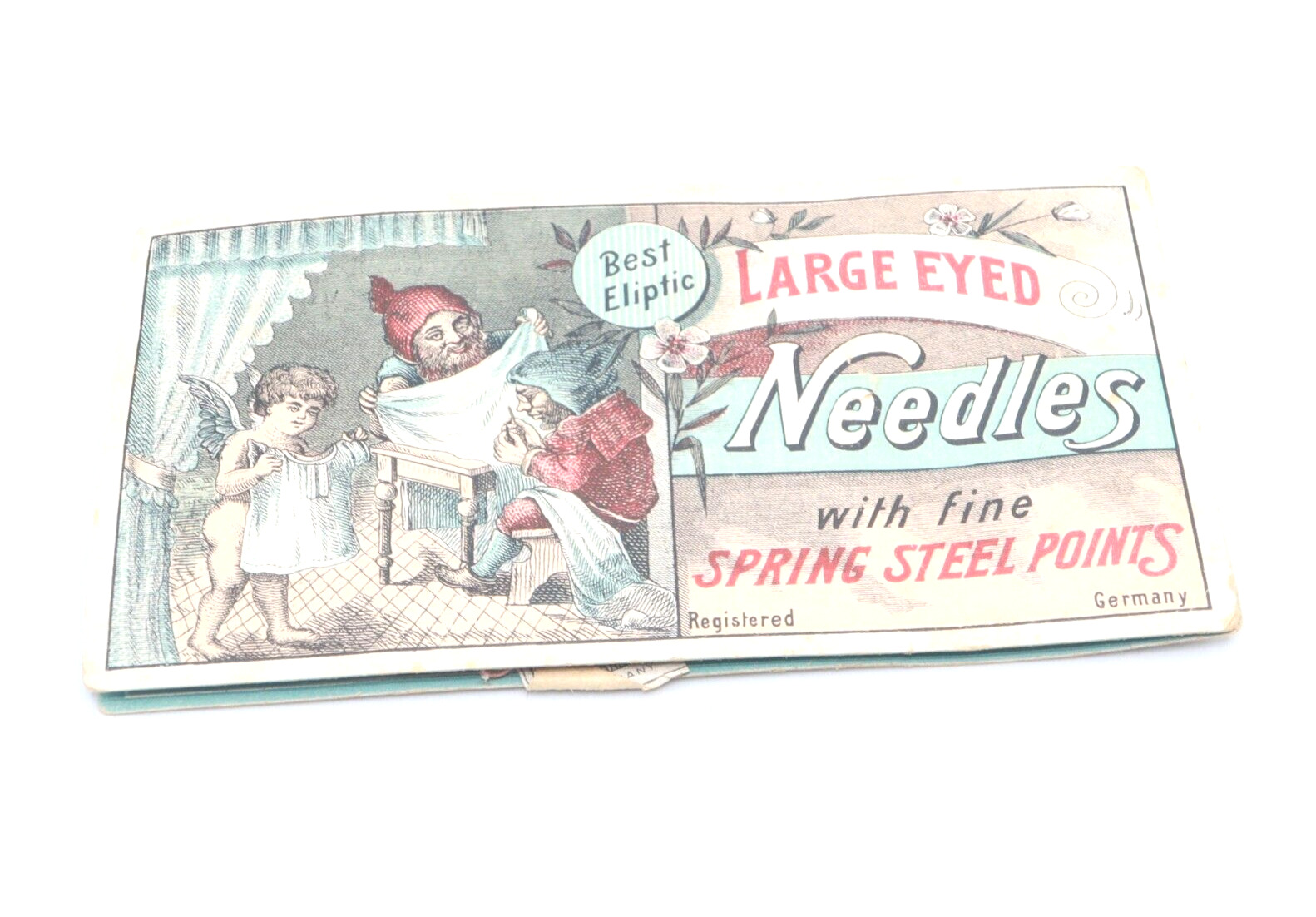 ANTIQUE LARGE EYED NEEDLE MARVEL MAP BOOK GERMANY GNOMES ELVES ON COVER