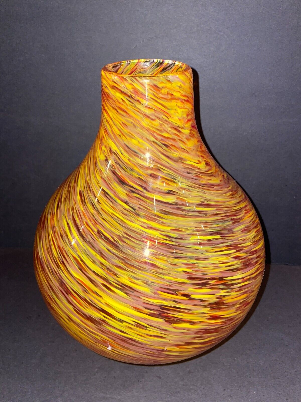 Crate and Barrel Art Glass Tula Vase Amber Yellow 10\