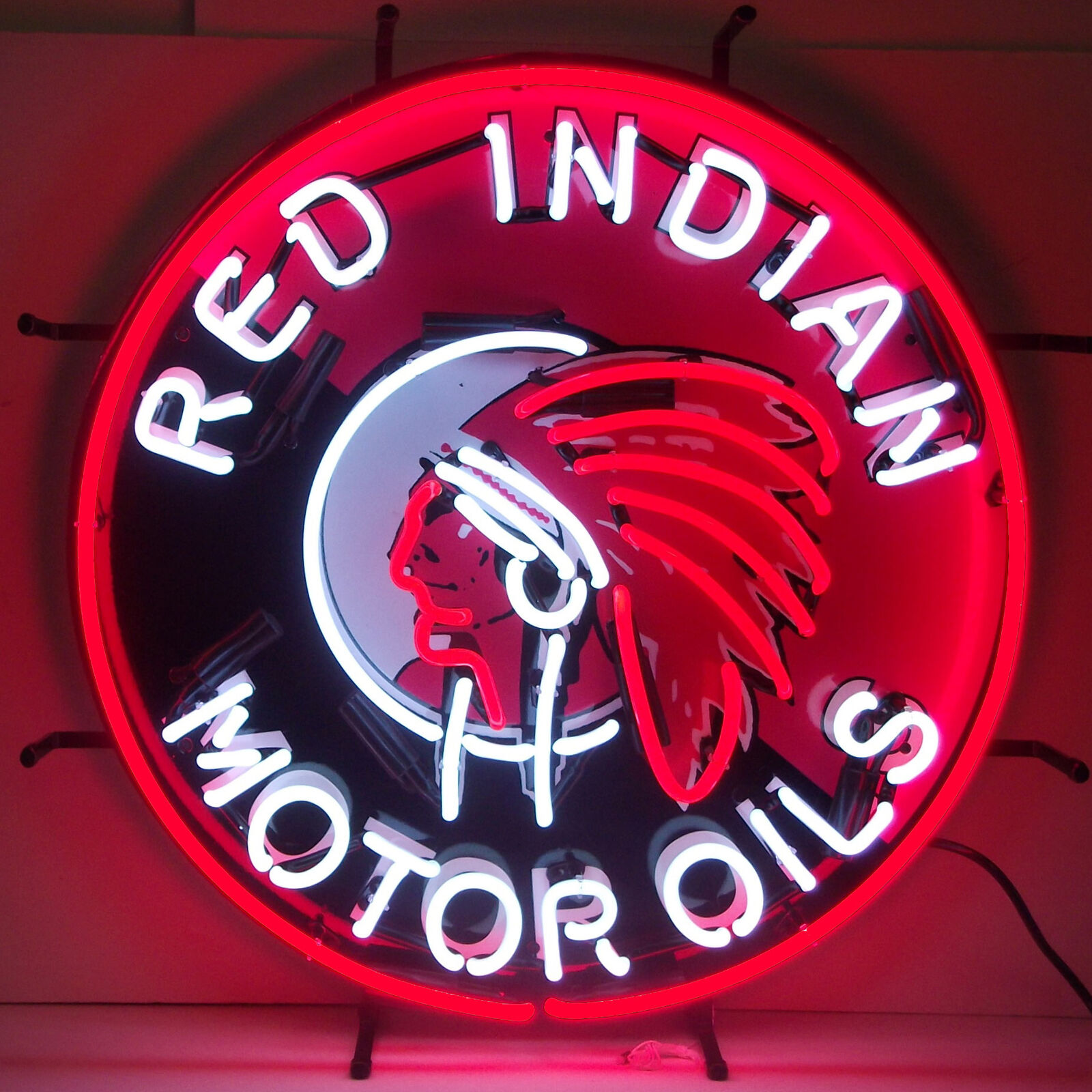 GAS - RED INDIAN MOTOR OILS NEON SIGN Man Cave Lamp
