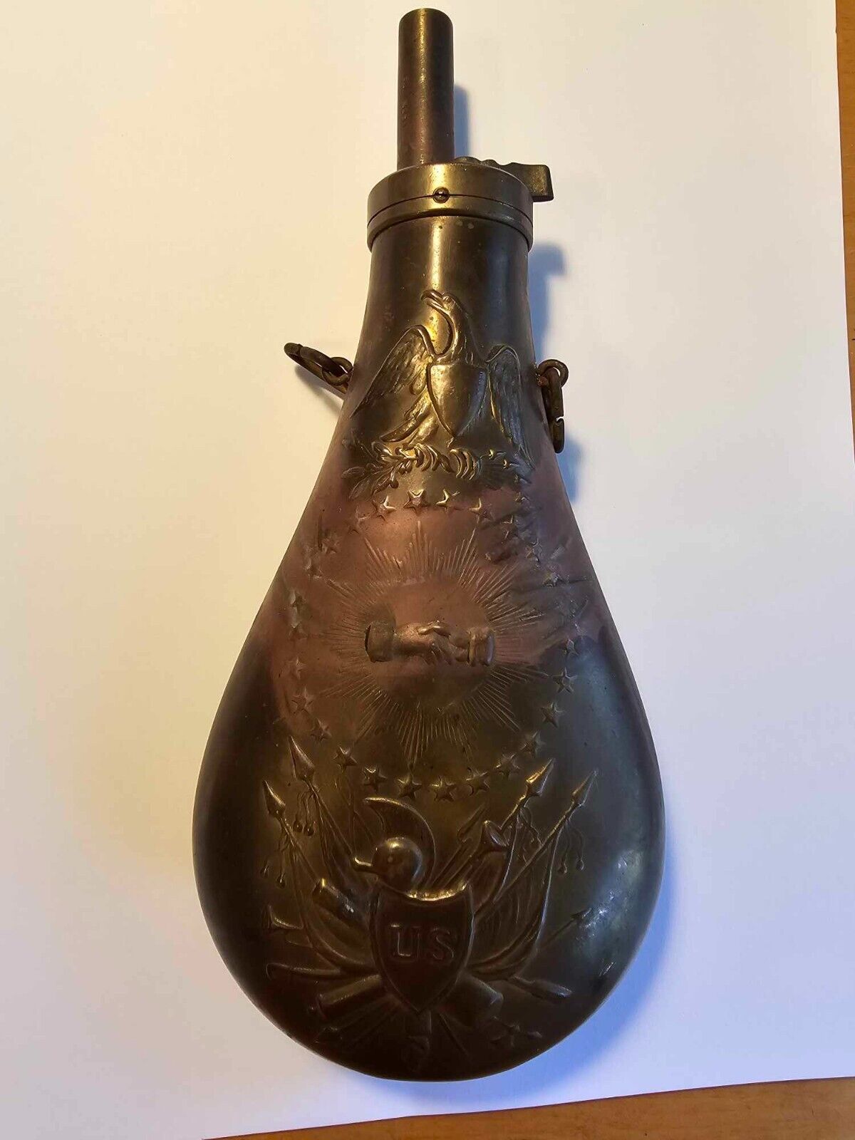 Antique Peace Flask, Civil War Gunpowder Flask