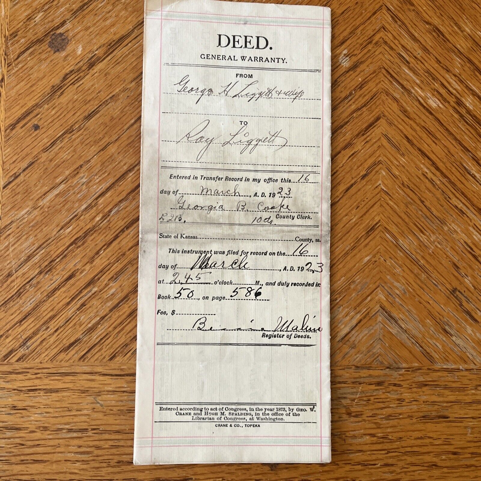 1923 Antique Deed Warranty Pamphlet 