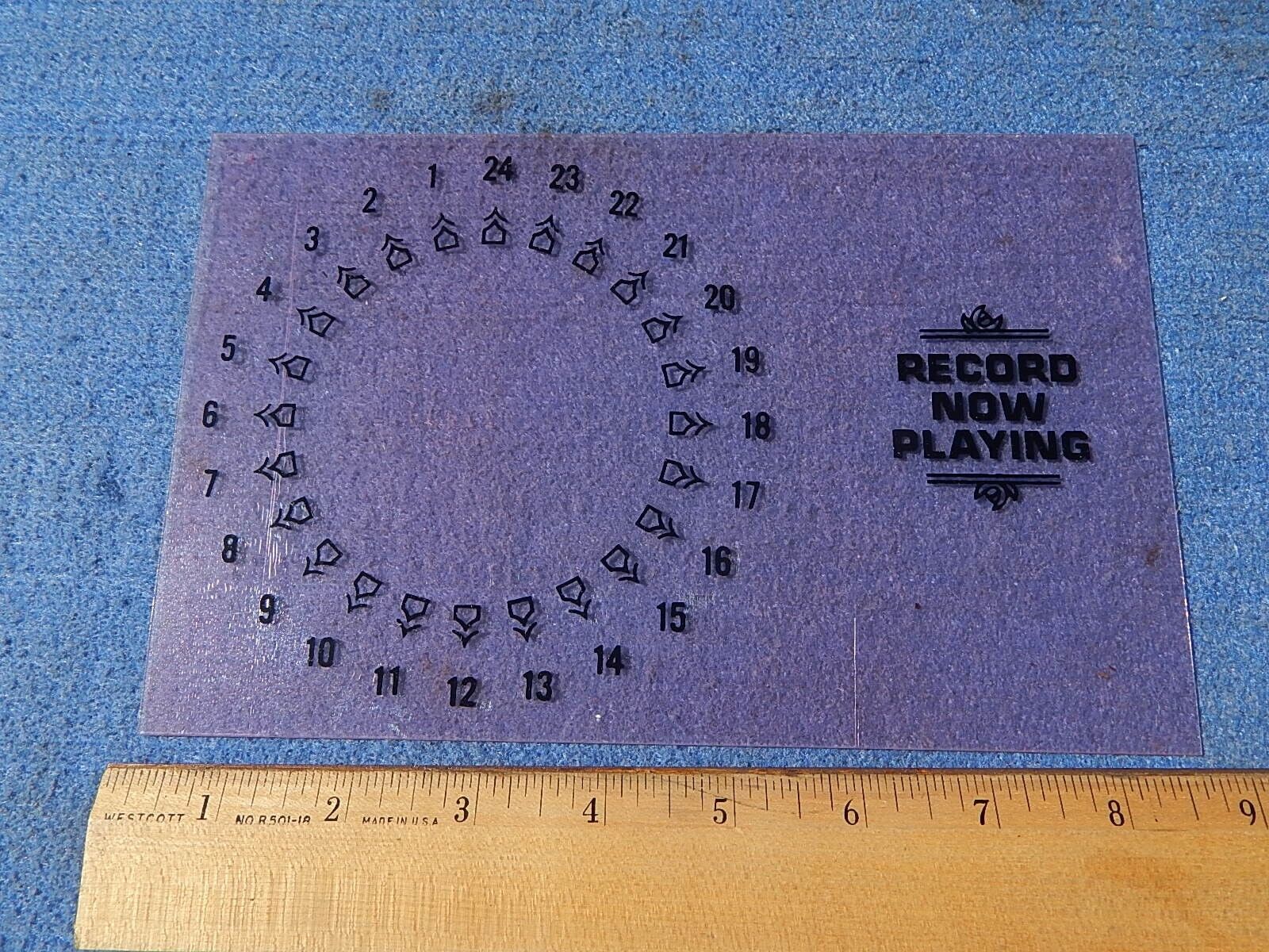 1939 Wurlitzer 600K Keyboard Mechanism RECORD NOW PLAYING numbers acetate