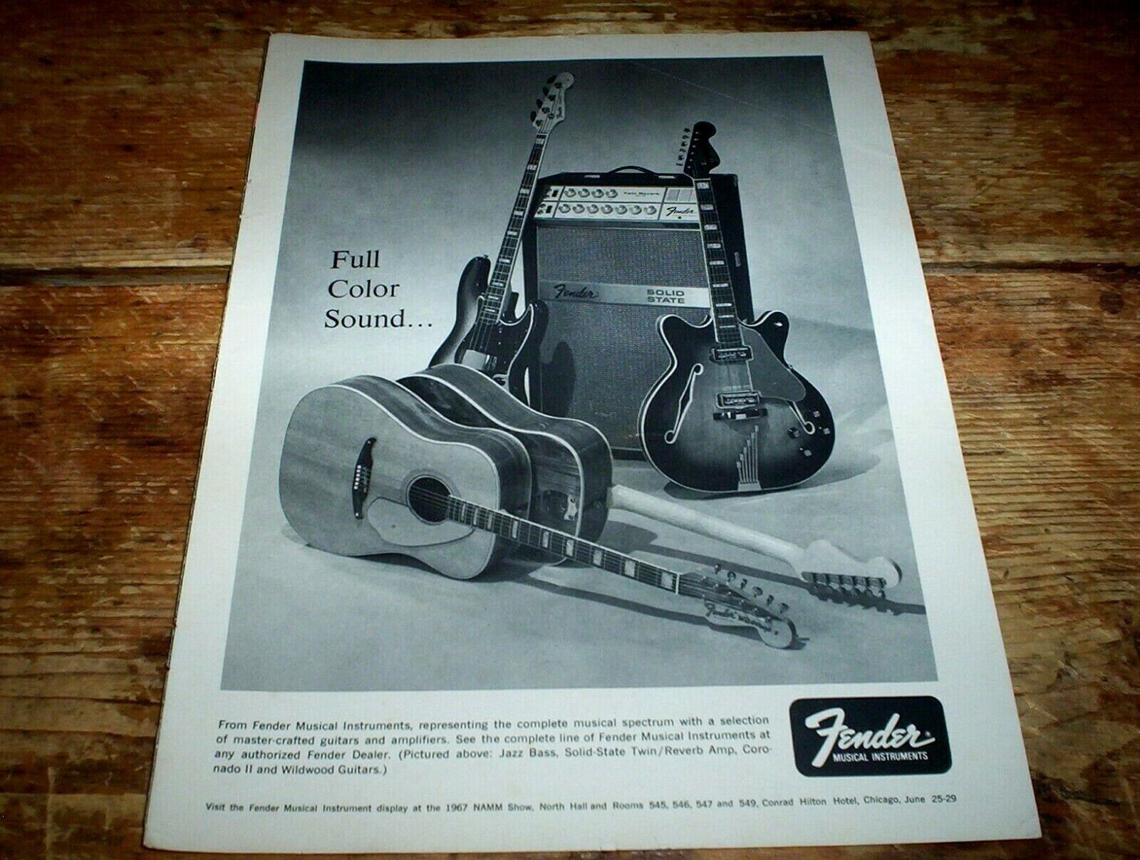 FENDER GUITARS amplifiers ( JAZZ BASS / twin reverb ) 1964 Vintage PROMO Ad NM-