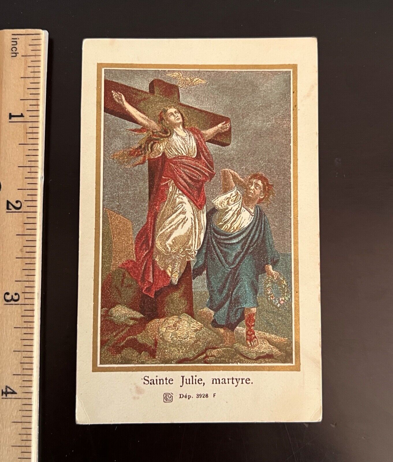 c. 1900 Antique Chromolitho French Holy Card - St. Julia of Corsica/Carthage