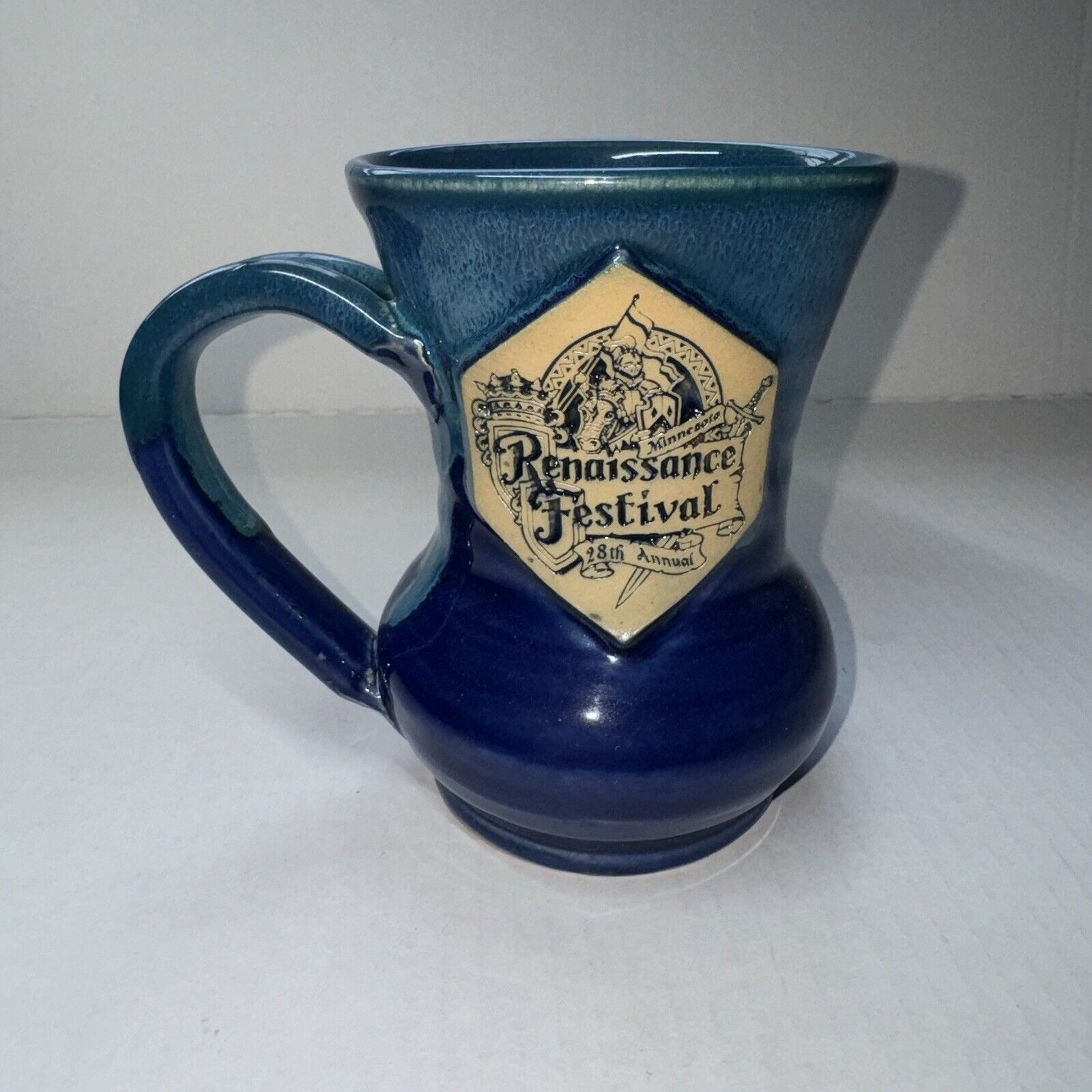 Vintage 1999 28th Annual Minnesota Renaissance Festival Fair Stoneware Blue Mug