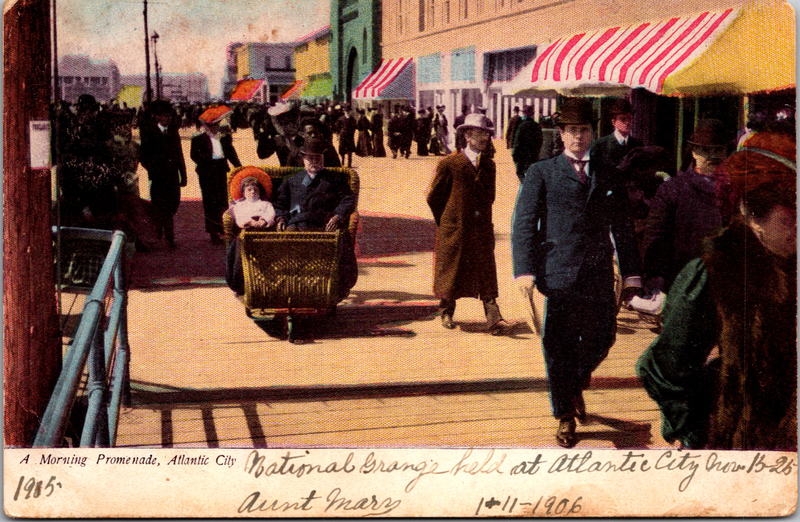Vintage C. 1905 Morning Promenade Scene Atlantic City New Jersey NJ Postcard