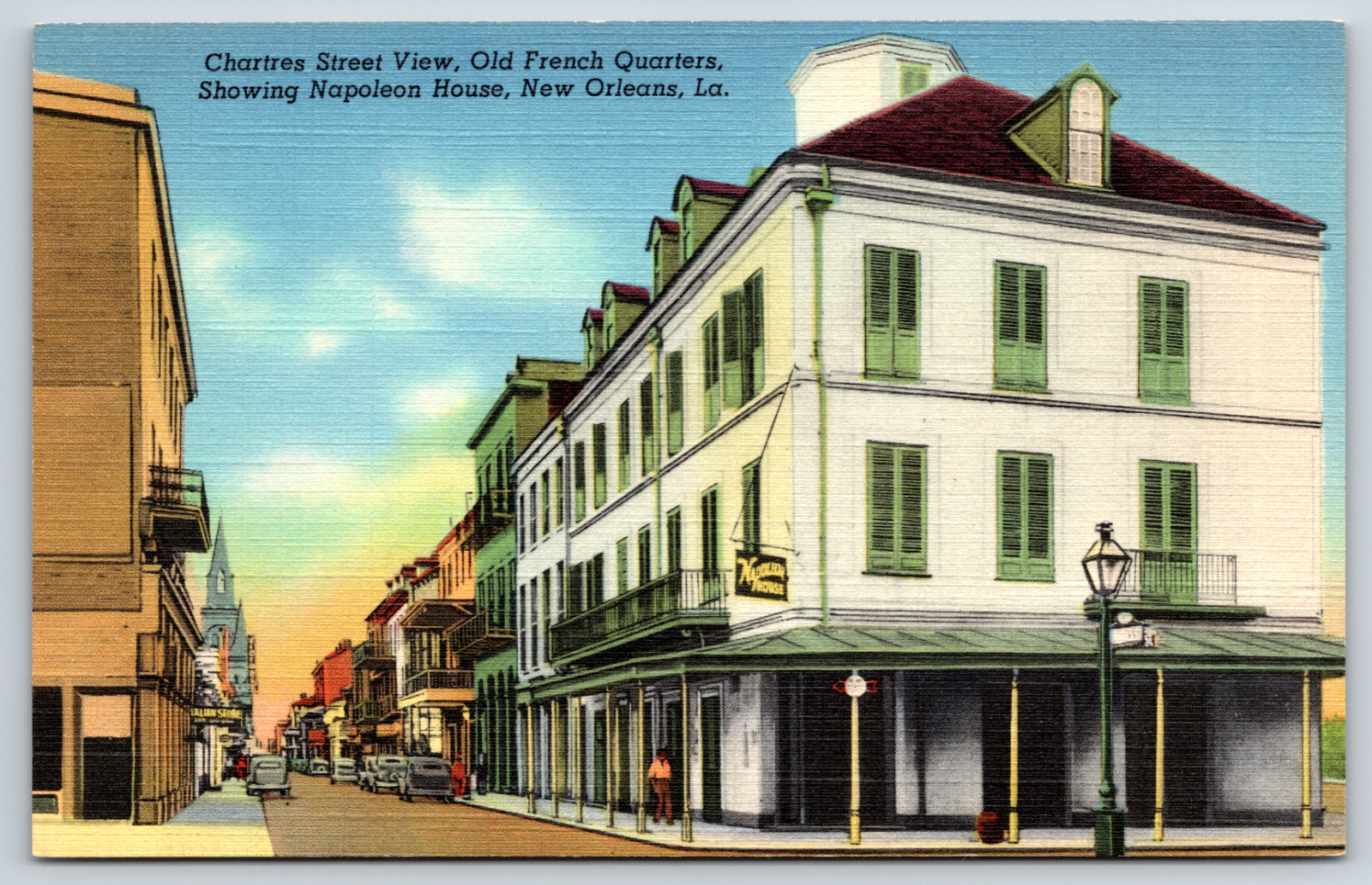 Postcard Chartres St View Old French Quarters Napoleon House New Orleans LA