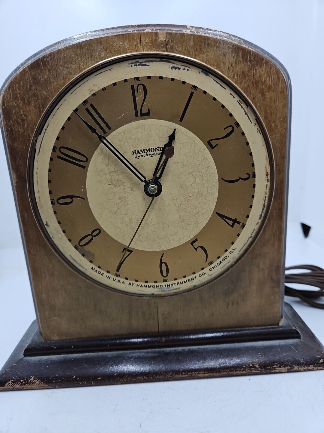Beautiful Art Deco Vintage Hammond Synchronous Wood Desk Mantle Clock REPAIR