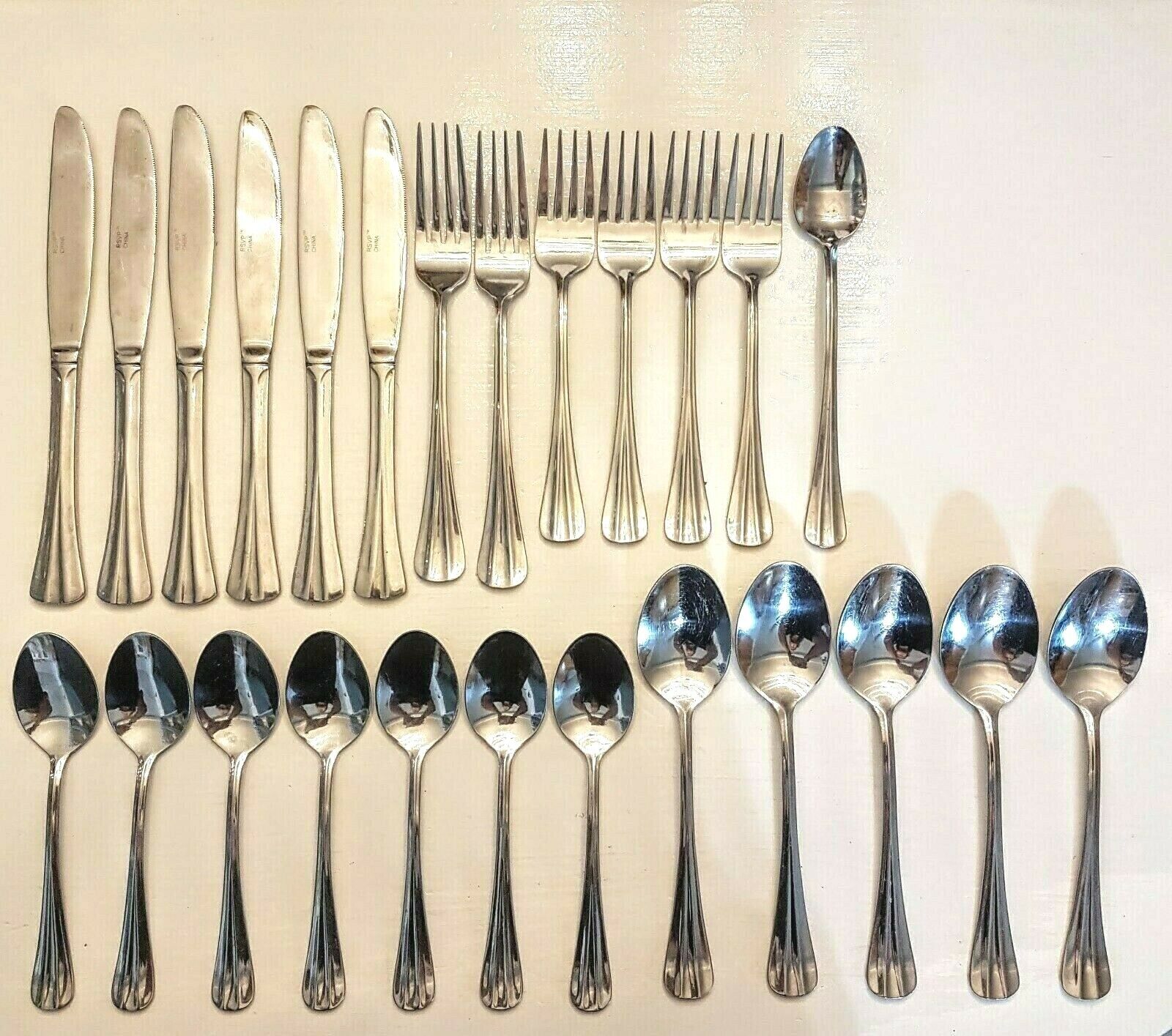 RSVP Flatware LOT 25 Knife Fork Spoon Ribbed Stainless Replacement Pieces RXV13