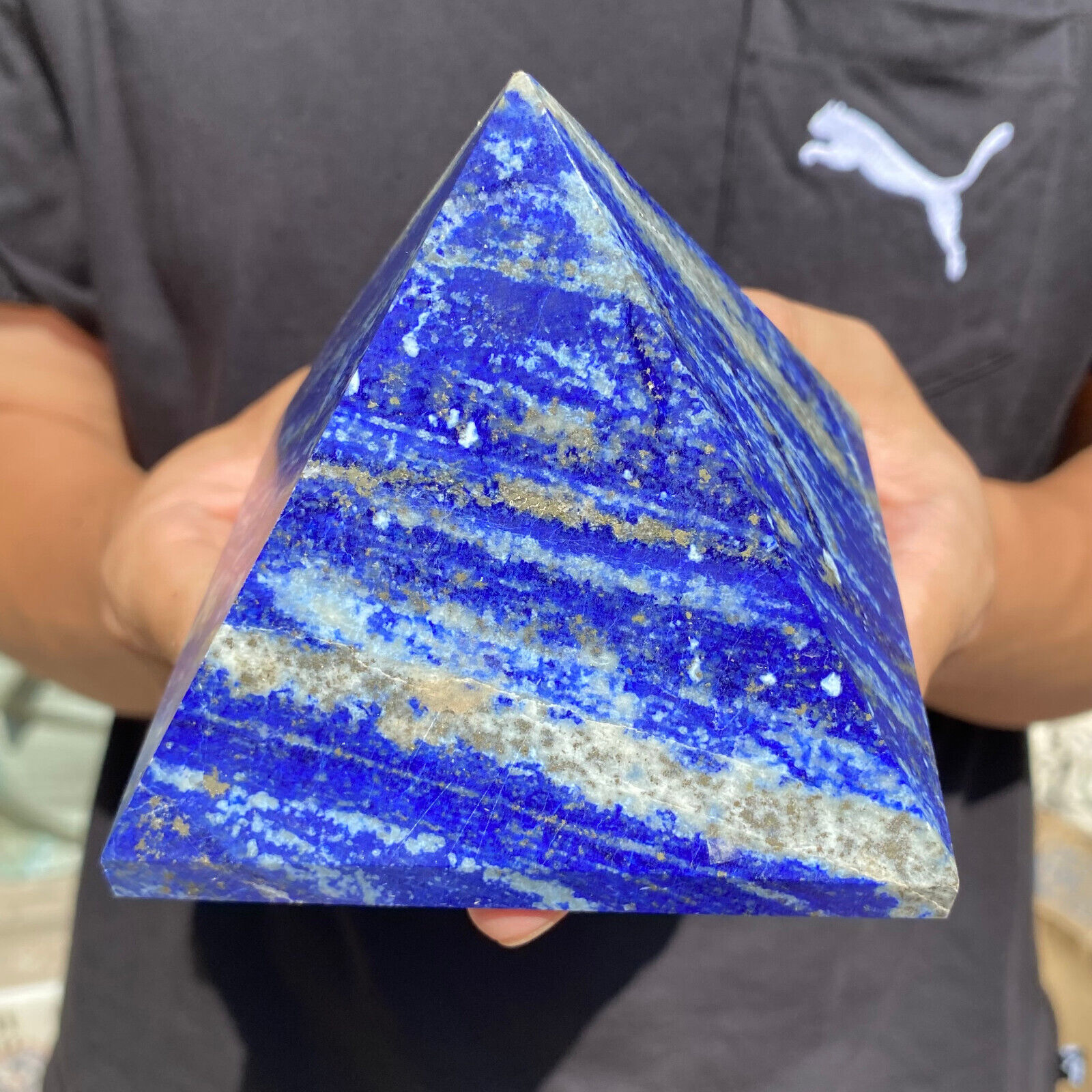980g Natural Lapis Lazuli pyramid Rough Quartz Crystal Gemstone Mineral Healing