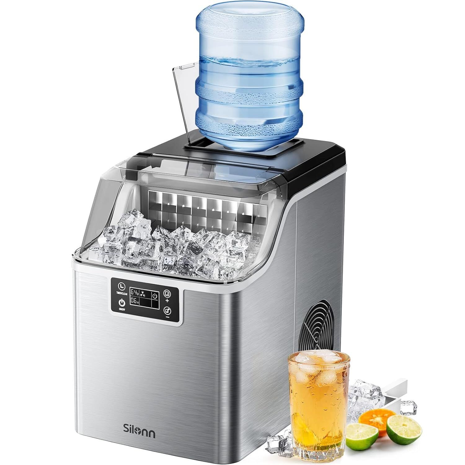 Countertop Ice Maker, 45lbs Per Day, 24Pcs Ice Cubes in 13 Min, 2 Ways to Add 
