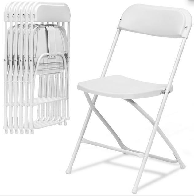 6 Pack Plastic Folding Chairs 350lb Capacity Portable Commercial Chair , White