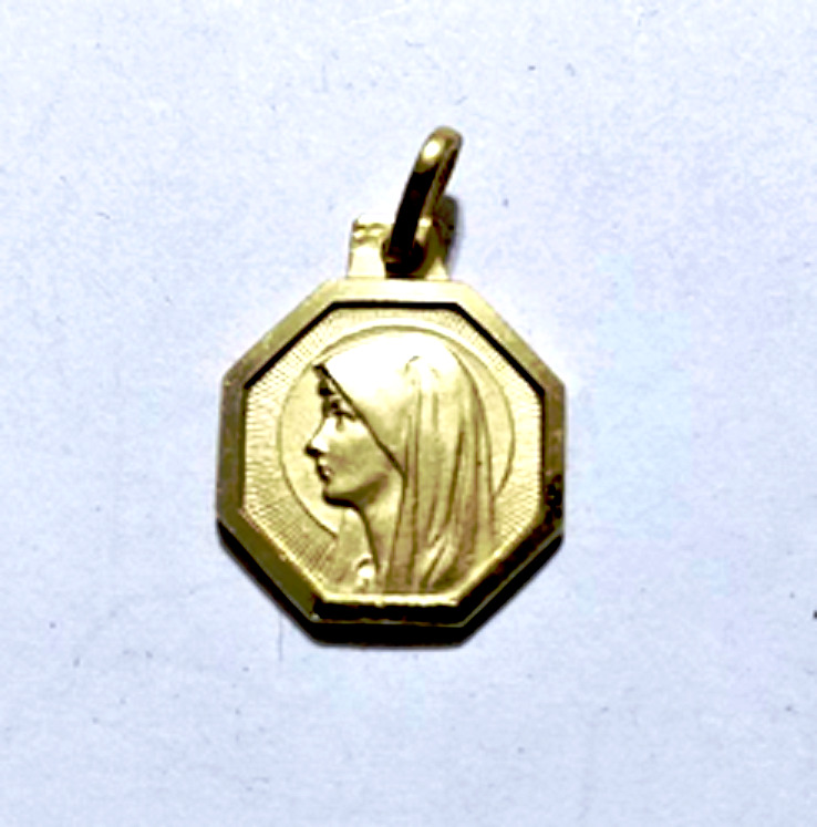 Vintage 14K YG MARY Medal Catholic Necklace Pendant