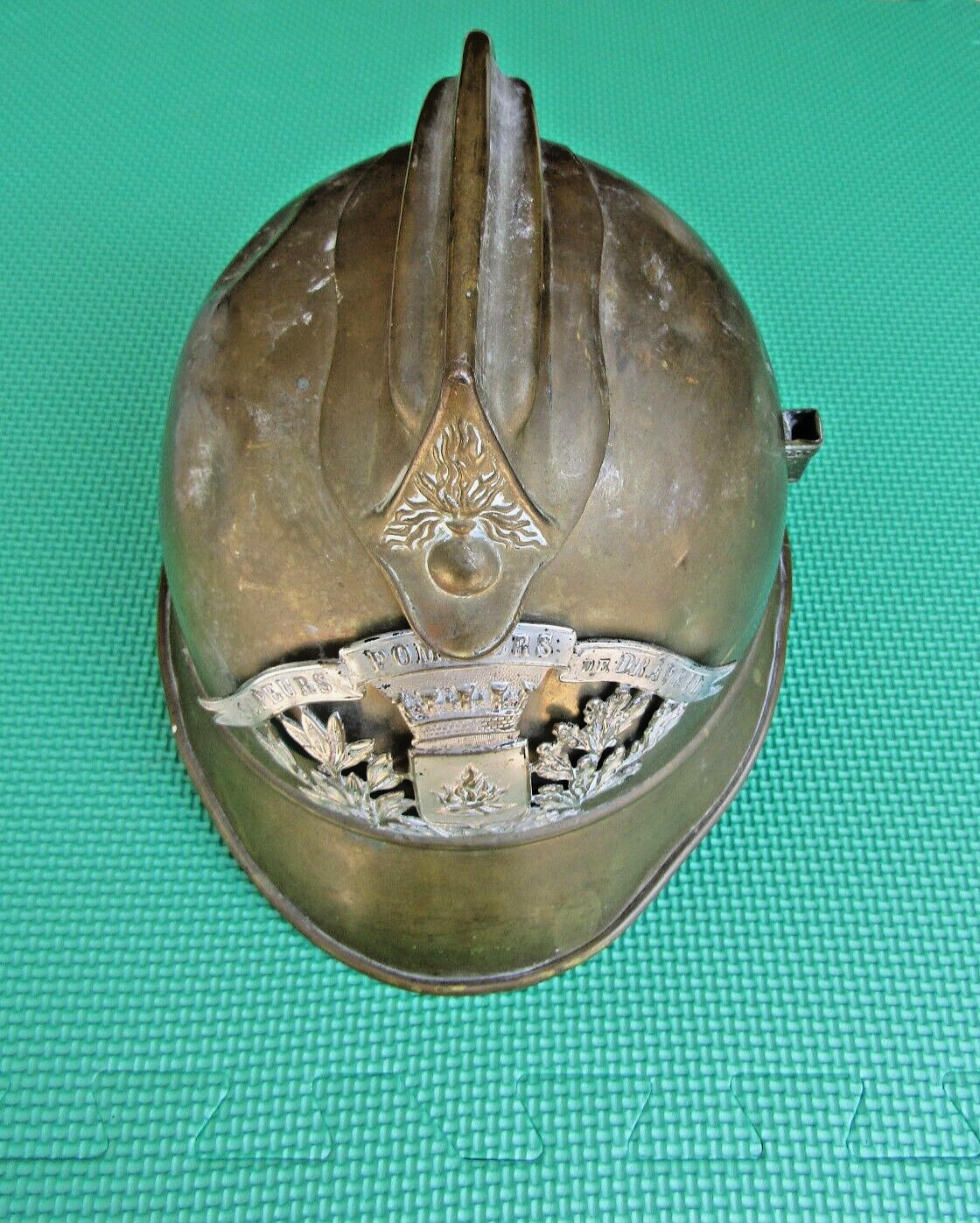 Antique French Fireman\'s Helmet 1896