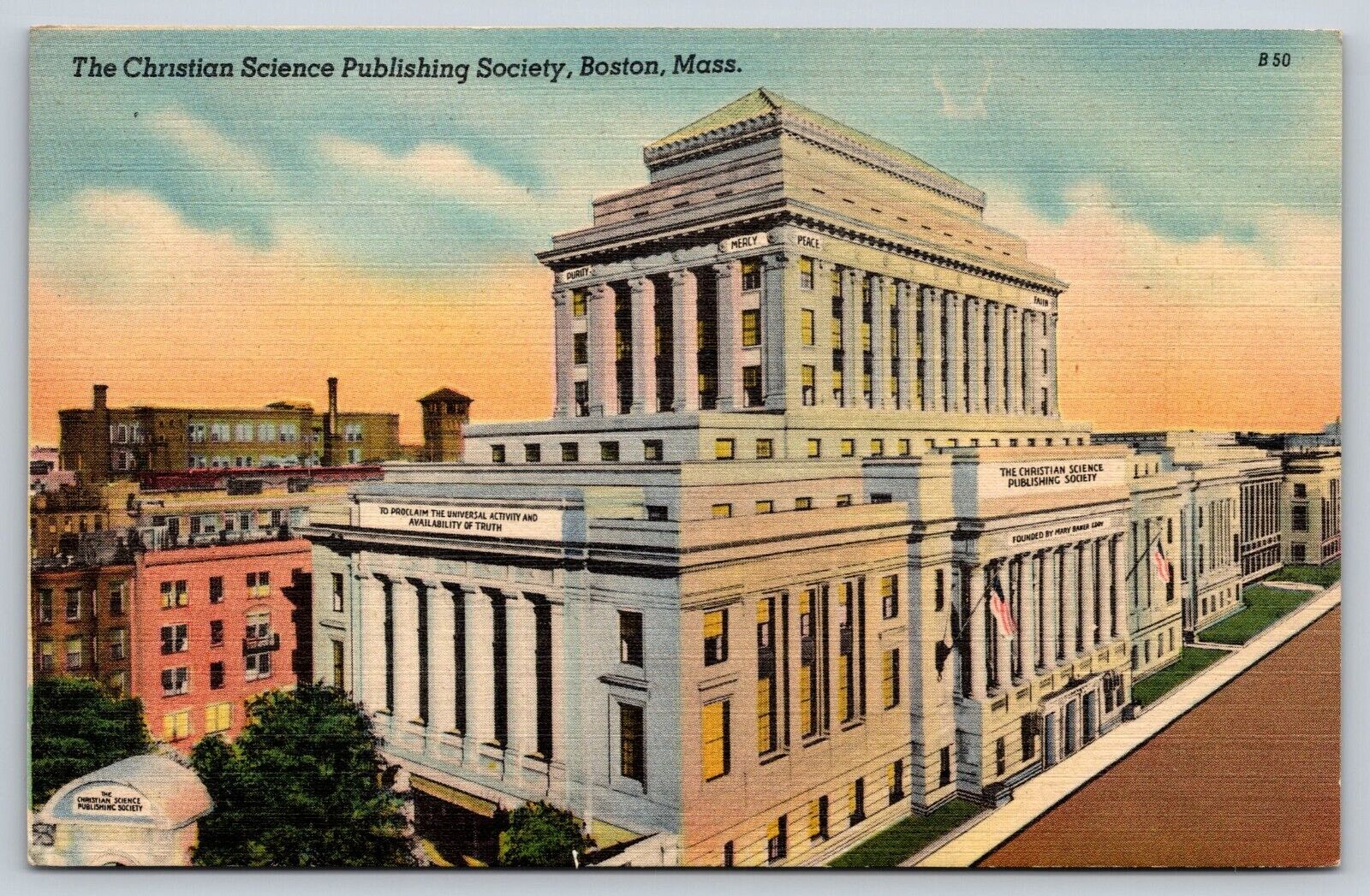 Postcard  Christian Science Publishing Society Boston Mass  [gc]