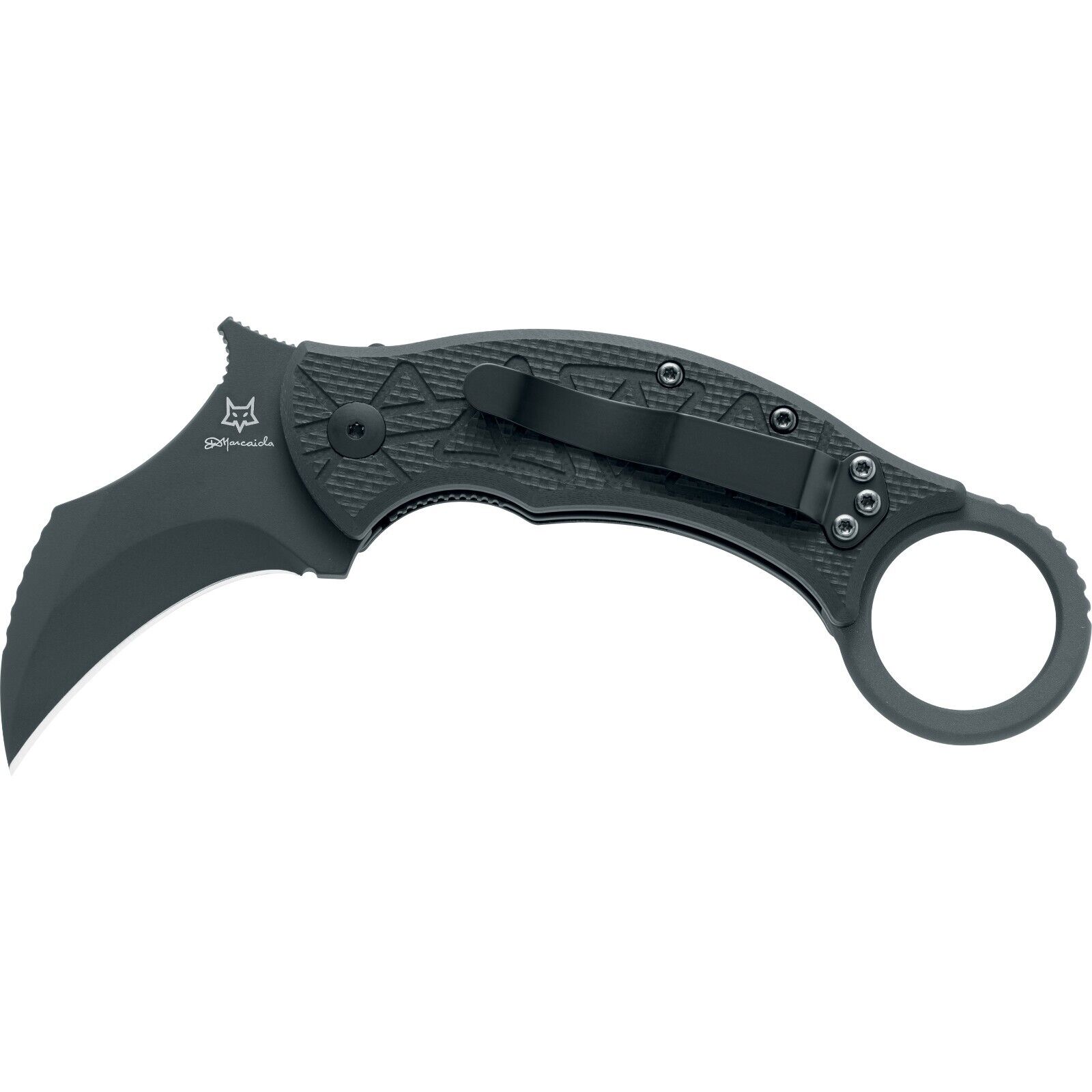 Fox Tribal K Folding Knife N690 Steel Blade Black G10/Carbon Fiber Handle
