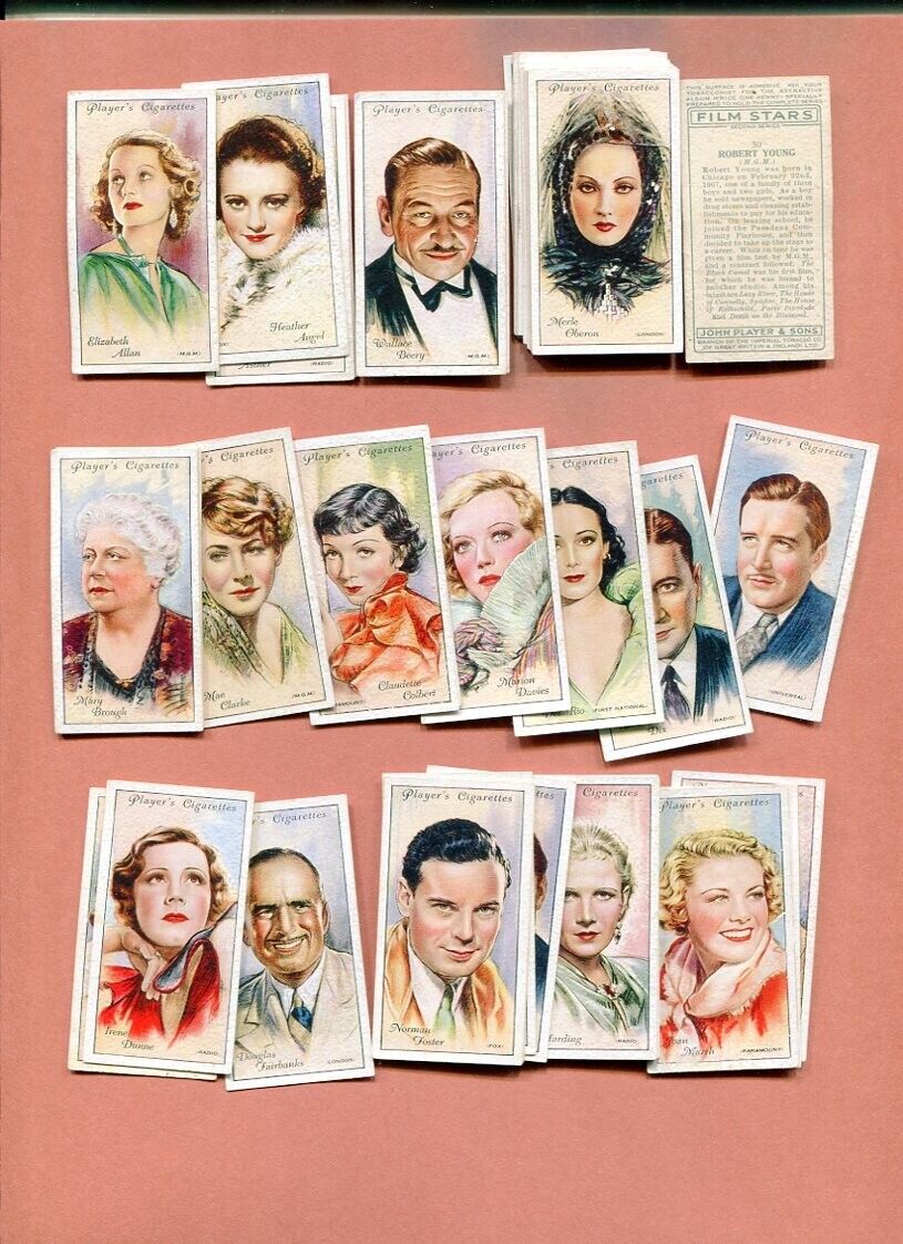 1934 JOHN PLAYER & SONS CIGARETTES FILM STARS 2ND SERIES TOBACCO 50 CARD SET