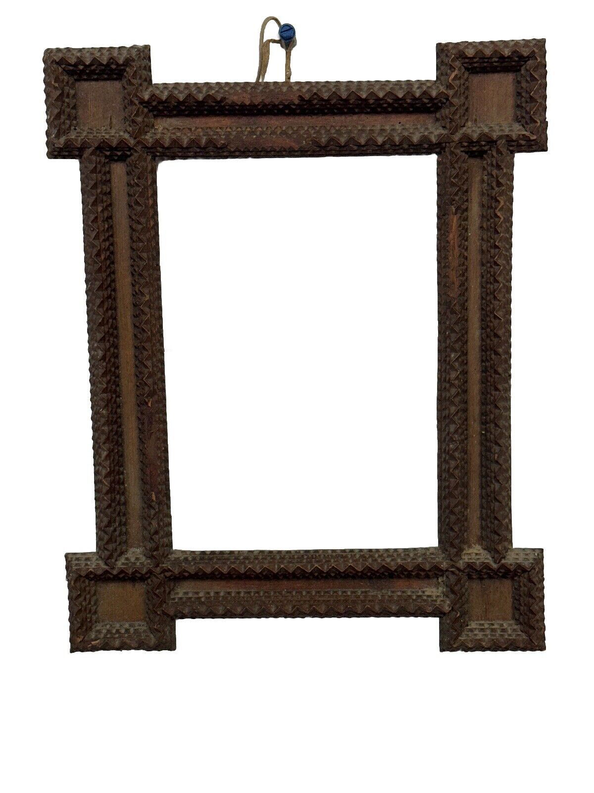 ANTIQUE Tramp Art Frame Victorian 1800s Chip Carved Original 