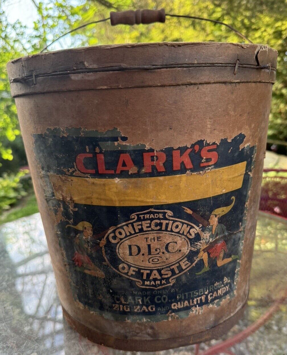 Vintage Clark’s Confectionary Bucket With Handle Early Baking Ad