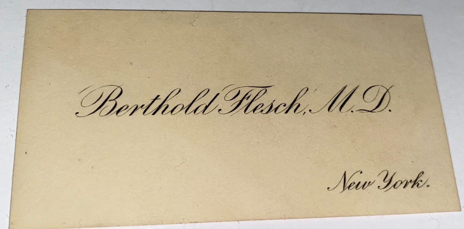 Rare Antique German American Doctor Berthold Flesch M.D. Business Card New York