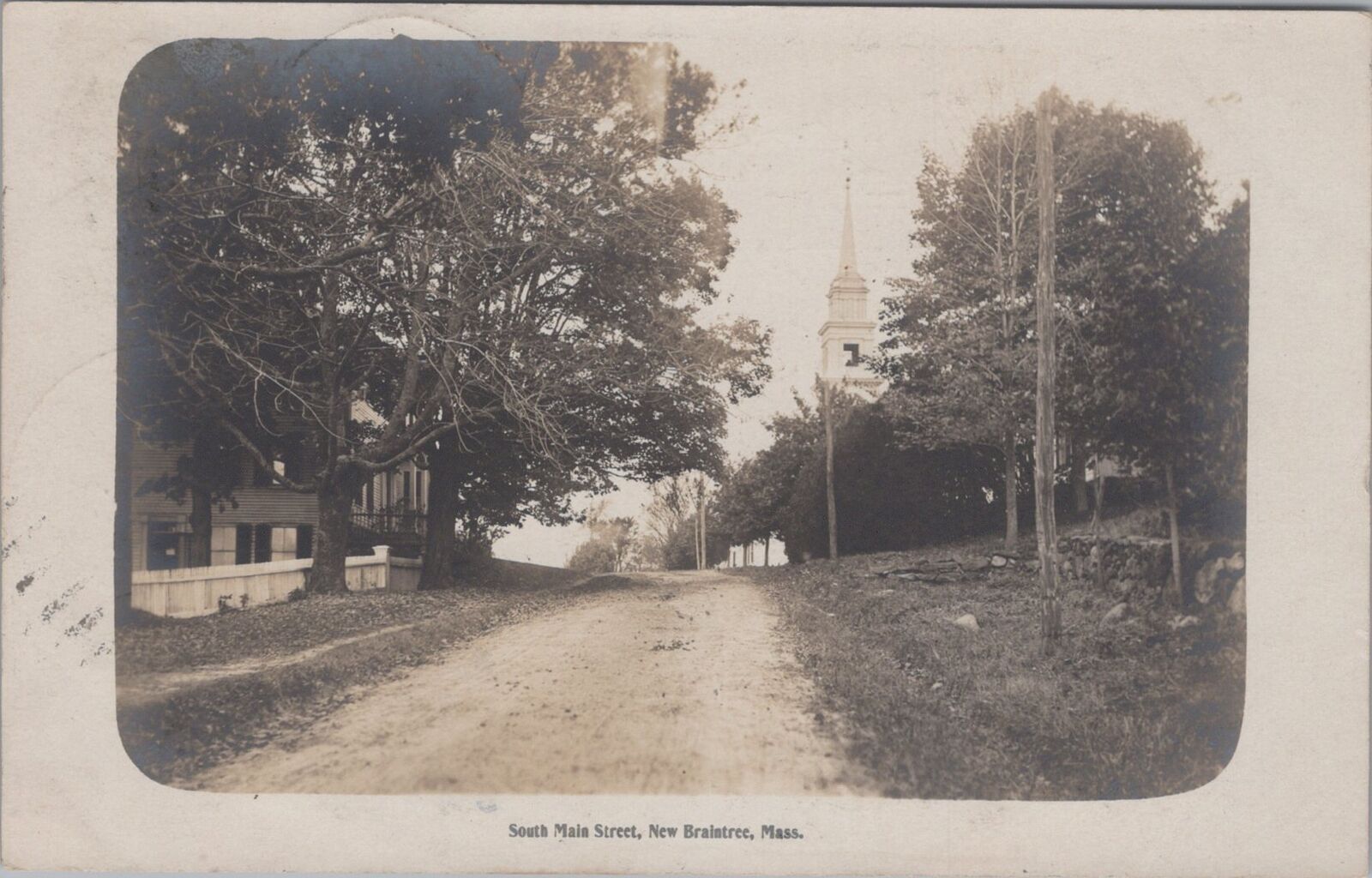 South Main Street, New Braintree Massachusetts Eddy Make 1907 RPPC Postcard