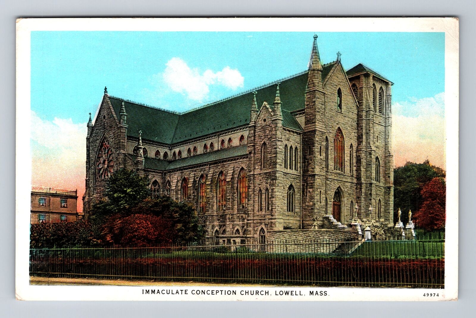 Lowell MA-Massachusetts, Immaculate Conception Church, Vintage Postcard