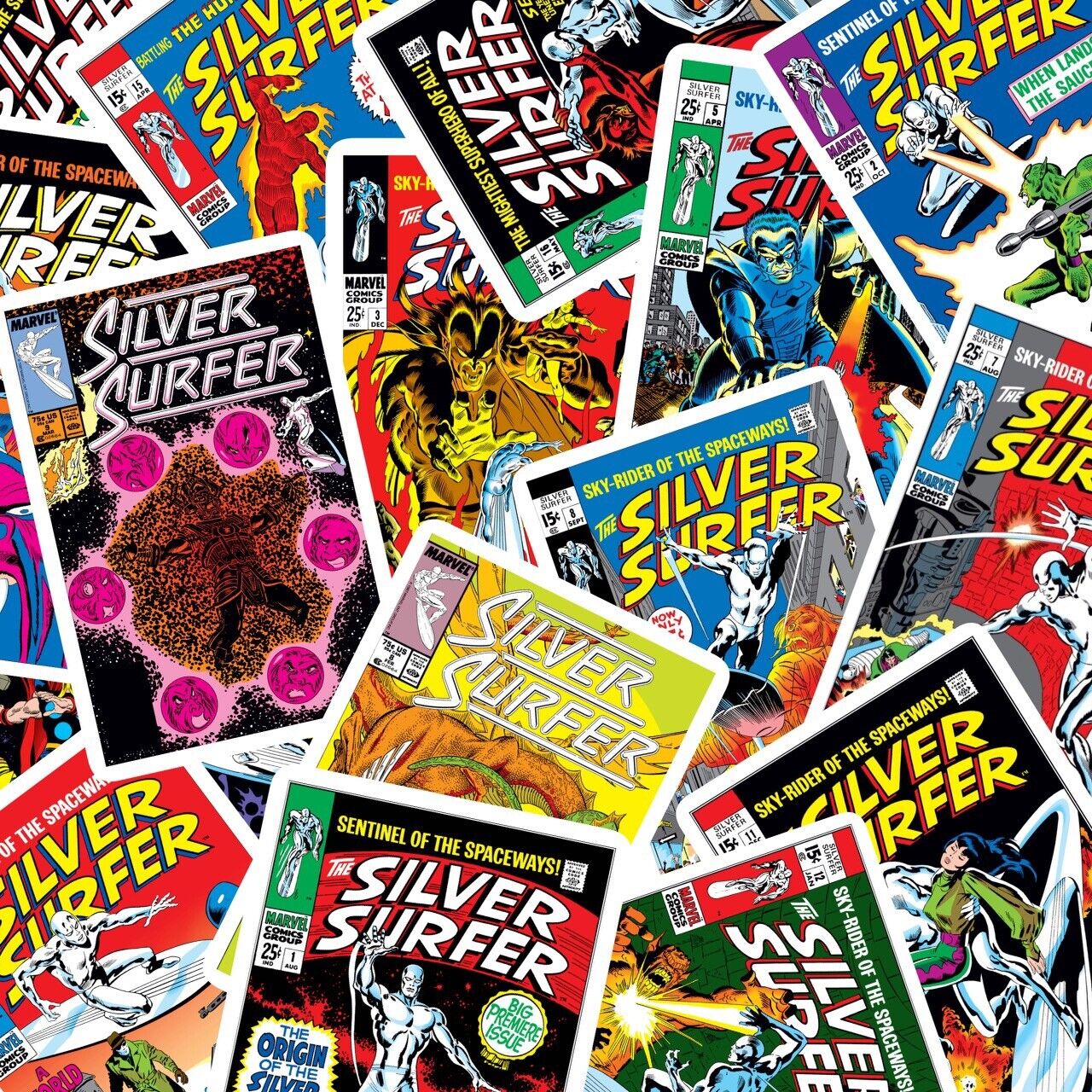 THE SILVER SURFER Comic Book Covers Stickers 100 Pack Sticker Set Waterproof