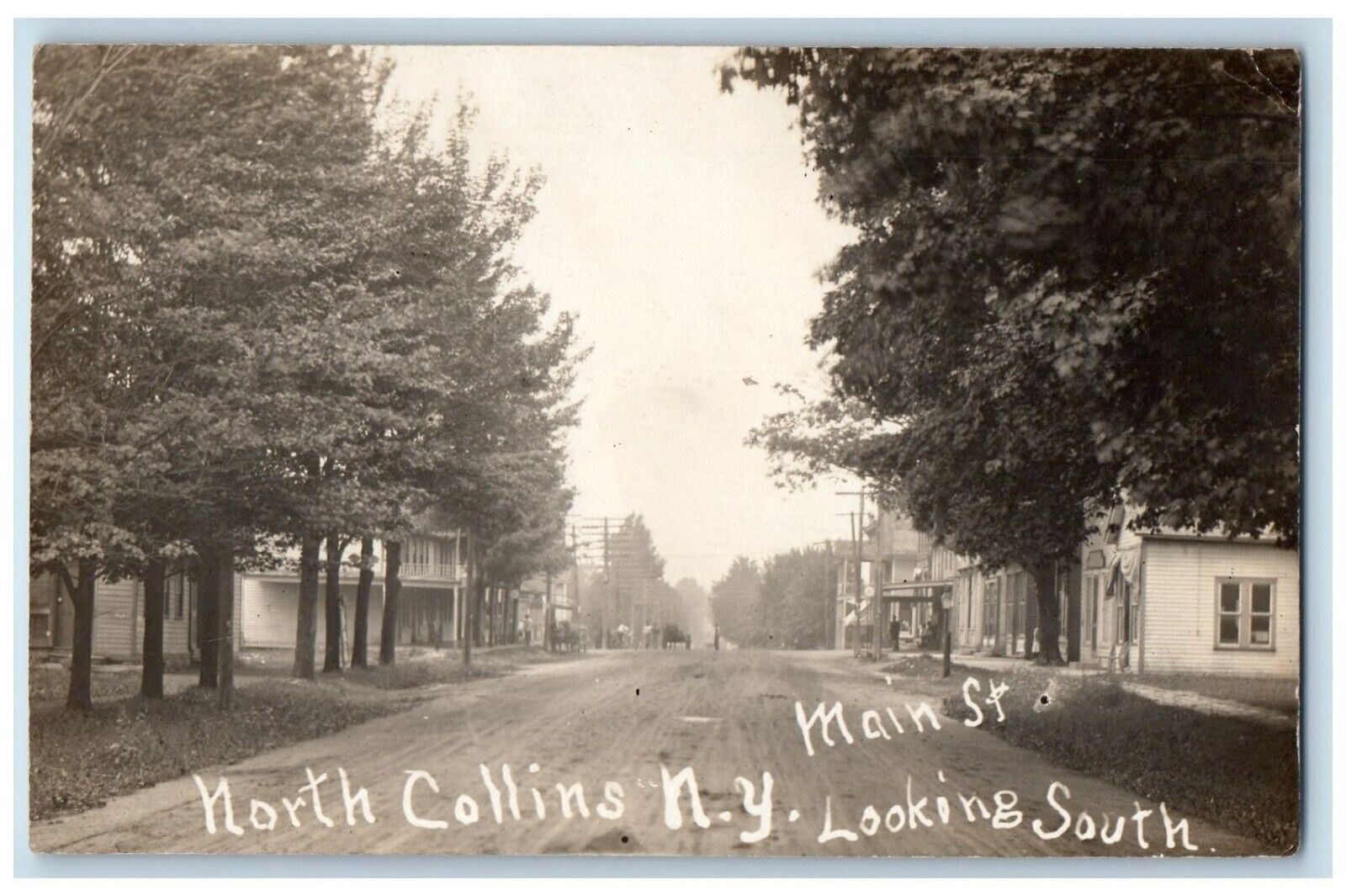 c1910's Main Street Looking South Horse Buggy Collins NY RPPC Photo Postcard