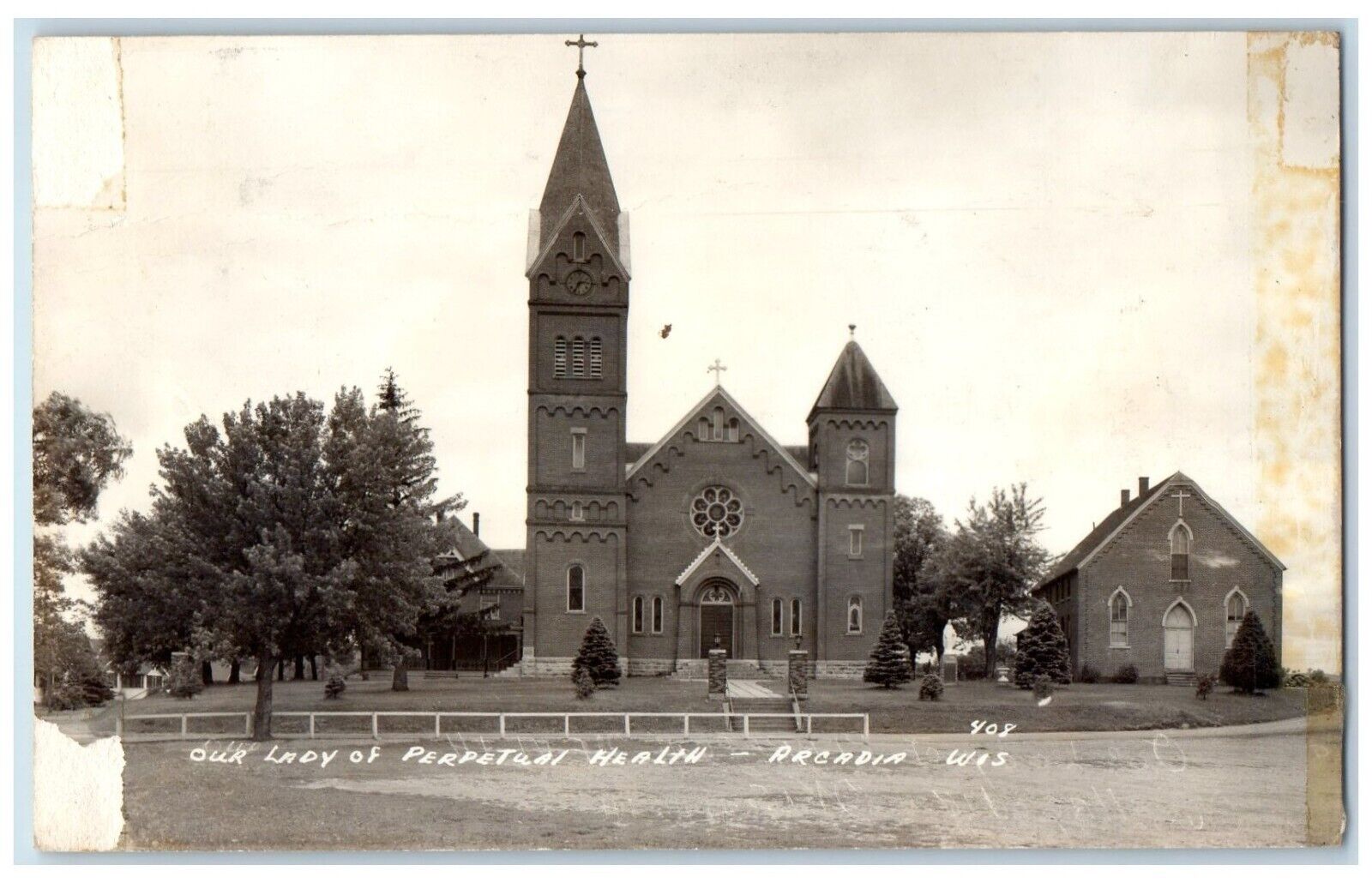 c1940\'s Our Lady Of Perpetual Health Church Wisconsin WI RPPC Photo Postcard
