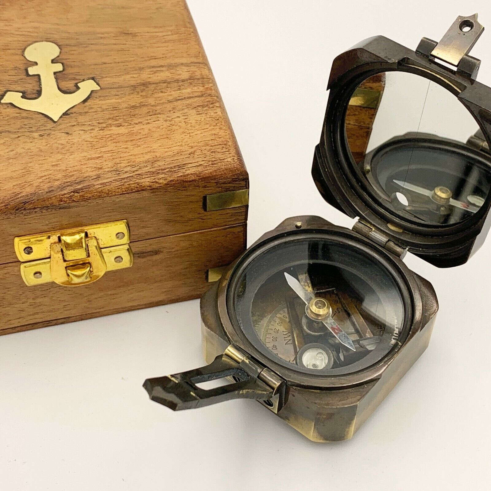 Solid Brass Brunton Pocket Compass Nautical Gift